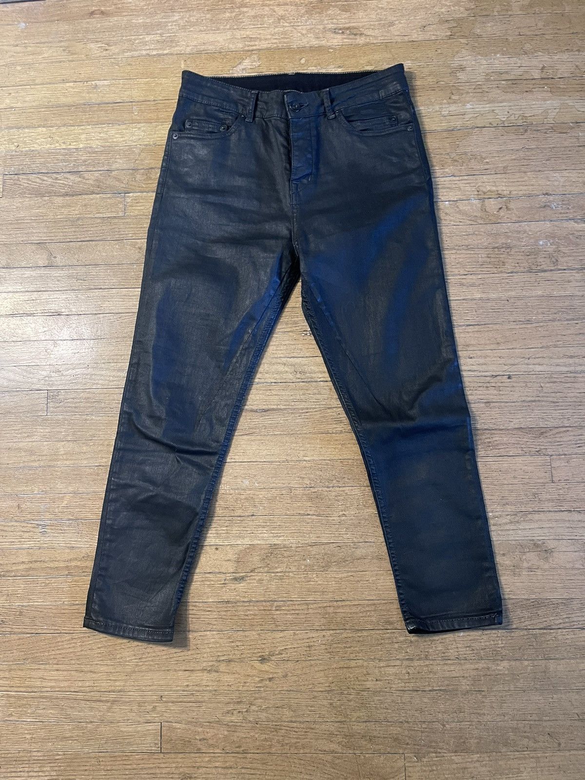 image of Rick Owens x Rick Owens Drkshdw Waxed Cropped Detroit Denim in Black, Women's (Size 26)