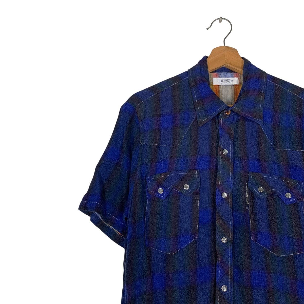 HOLLYWOOD RANCH MARKET H.R.MARKET Tartan Short Sleeve Western Shirt #1419-C64 Size US S / EU 44-46 / 1 - 6 Thumbnail