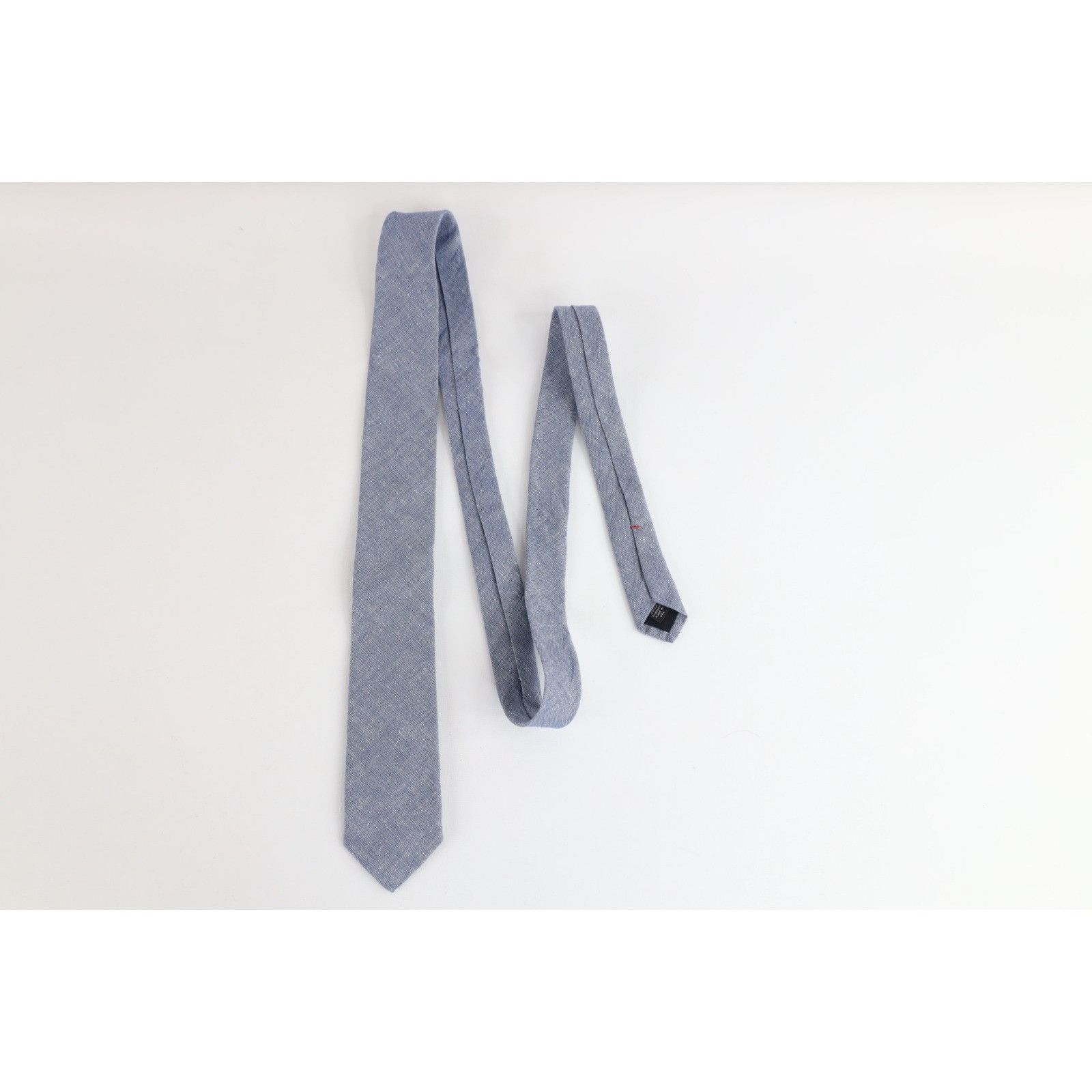 J.Crew Vintage J Crew Chambray Cotton Knit Handmade Skinny Neck Tie Size ONE SIZE - 2 Thumbnail