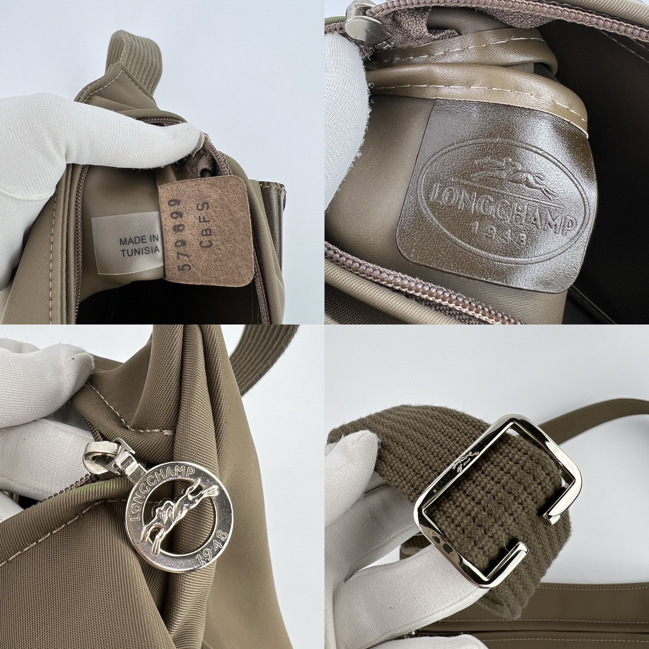 Longchamp × Vintage Vintage Longchamp Khaki Green Nylon Crossbody Bag Size ONE SIZE - 4 Thumbnail