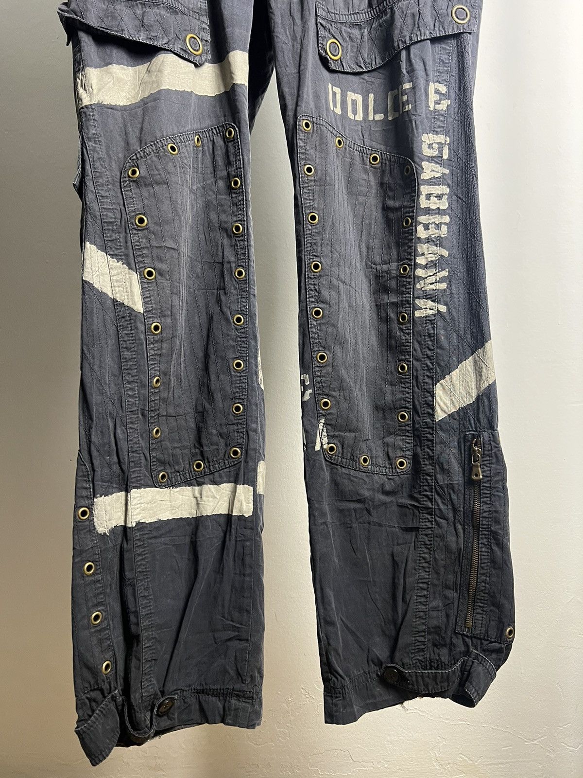 Dolce & Gabbana SS04 Dolce&Gabba Reinforced Black Painted Cargo Pants Size US 36 / EU 52 - 3 Thumbnail
