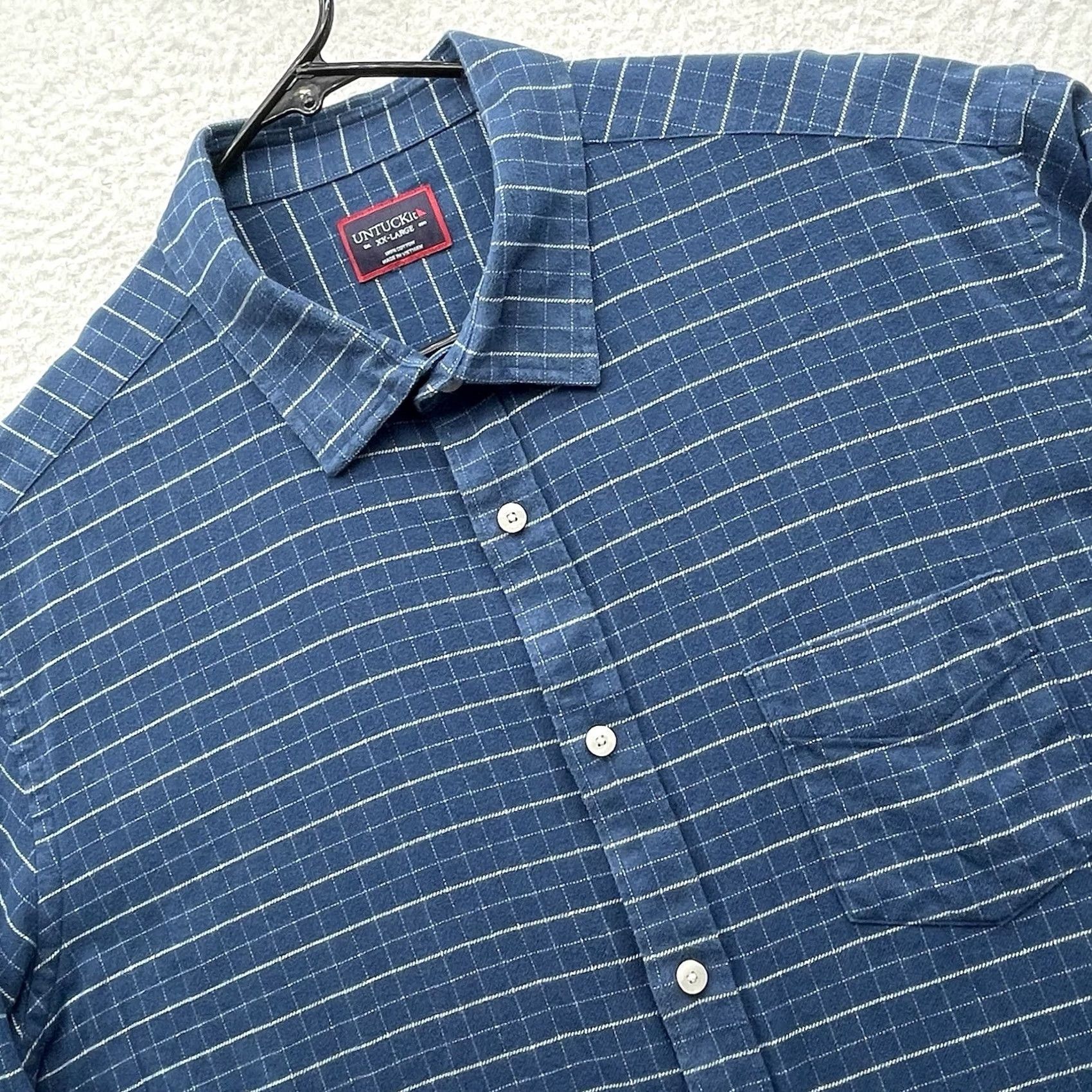 UNTUCKit UNTUCKit Flannel Shirt Mens XXL Blue White Check Windowpane Button Up Size US XXL / EU 58 / 5 - 2 Thumbnail