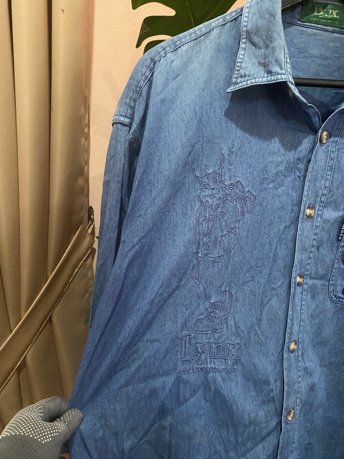 Vintage Vintage Lynx (Ly-IX) Denim Shirt 90s U.S.A Sports Embroidery Size US M / EU 48-50 / 2 - 6 Thumbnail