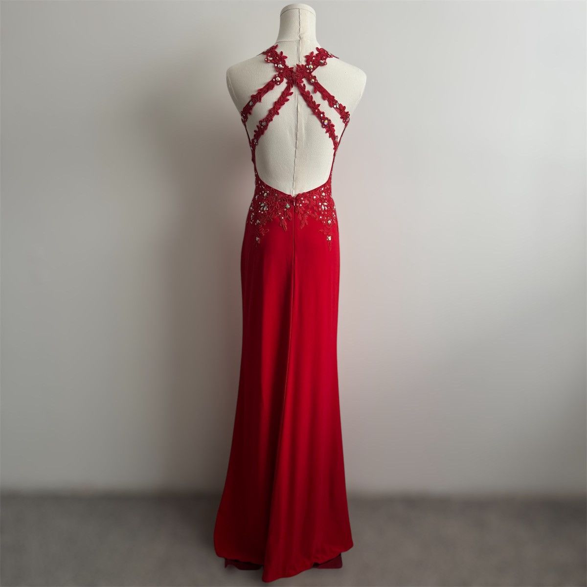 Other DANCING QUEEN Red Mesh Lace High Neck Formal Prom Gown Dress Size XS / US 0-2 / IT 36-38 - 12 Thumbnail