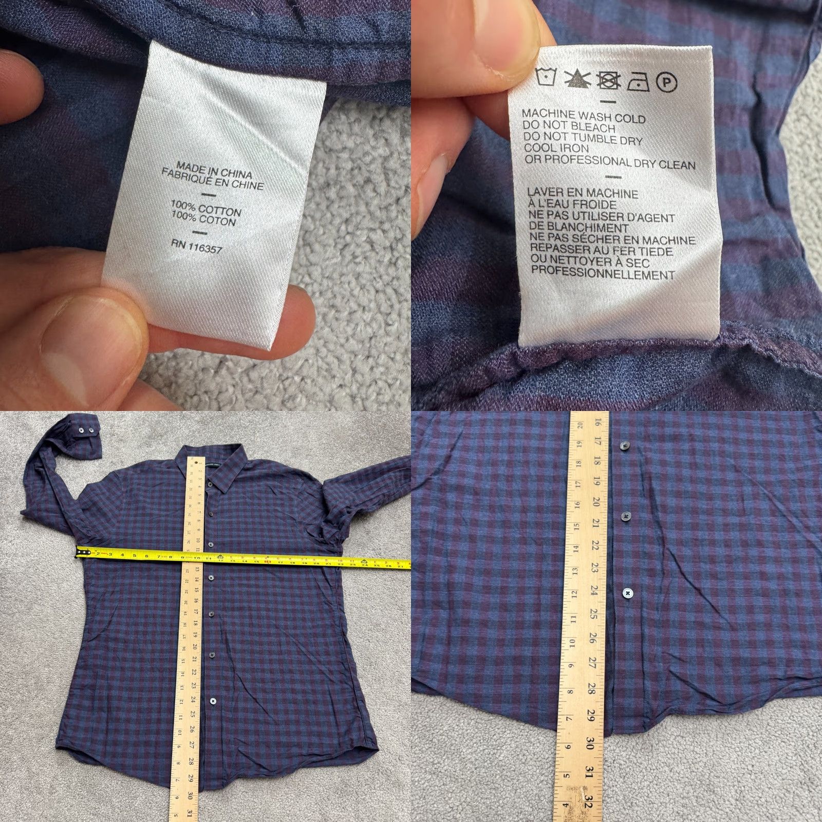 Vintage ZACHARY PRELL Button-Down Shirt Mens L Blue Purple Cotton Long Sleeve Casual Plaid Adult Regular Mens Size US L / EU 52-54 / 3 - 8 Thumbnail