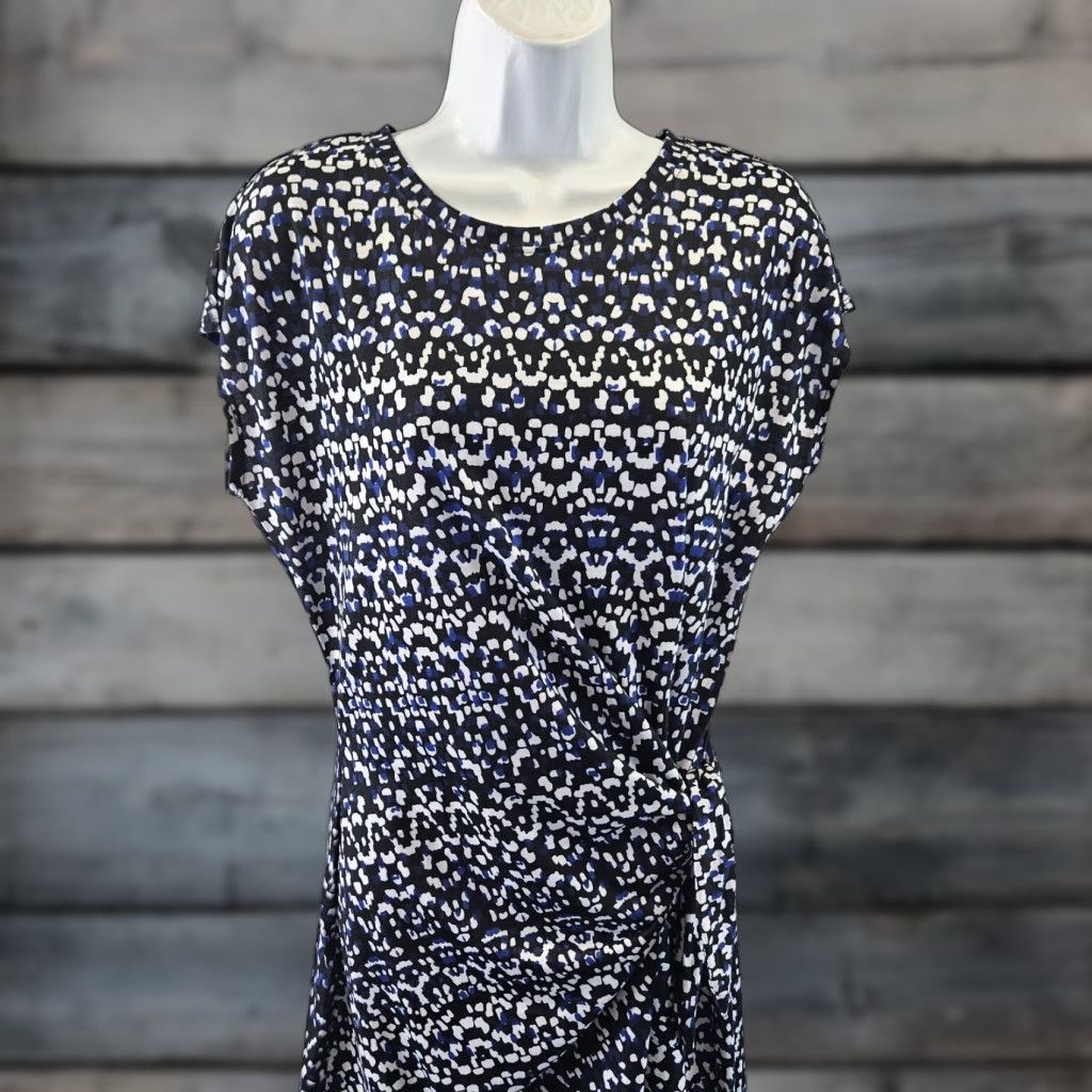 Nicole Miller Nicole Miller Womens Dress XL Black Blue Side Tie Short Sleeve T-Shirt Dress Size 40" / US 18 - 1 Thumbnail