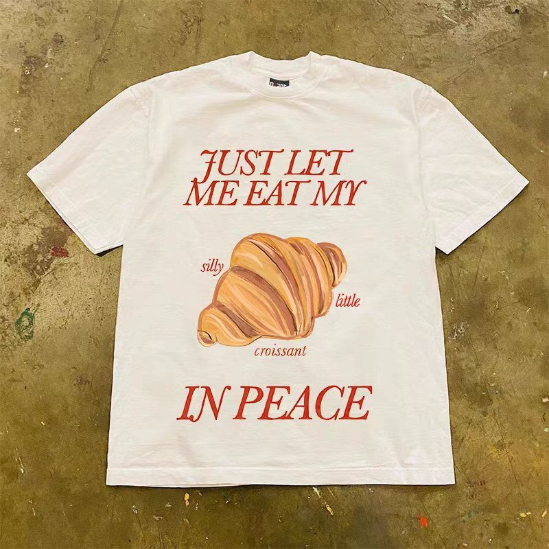 Vintage White loose croissant printed short sleeve T-shirt Size US S / EU 44-46 / 1 - 2 Thumbnail