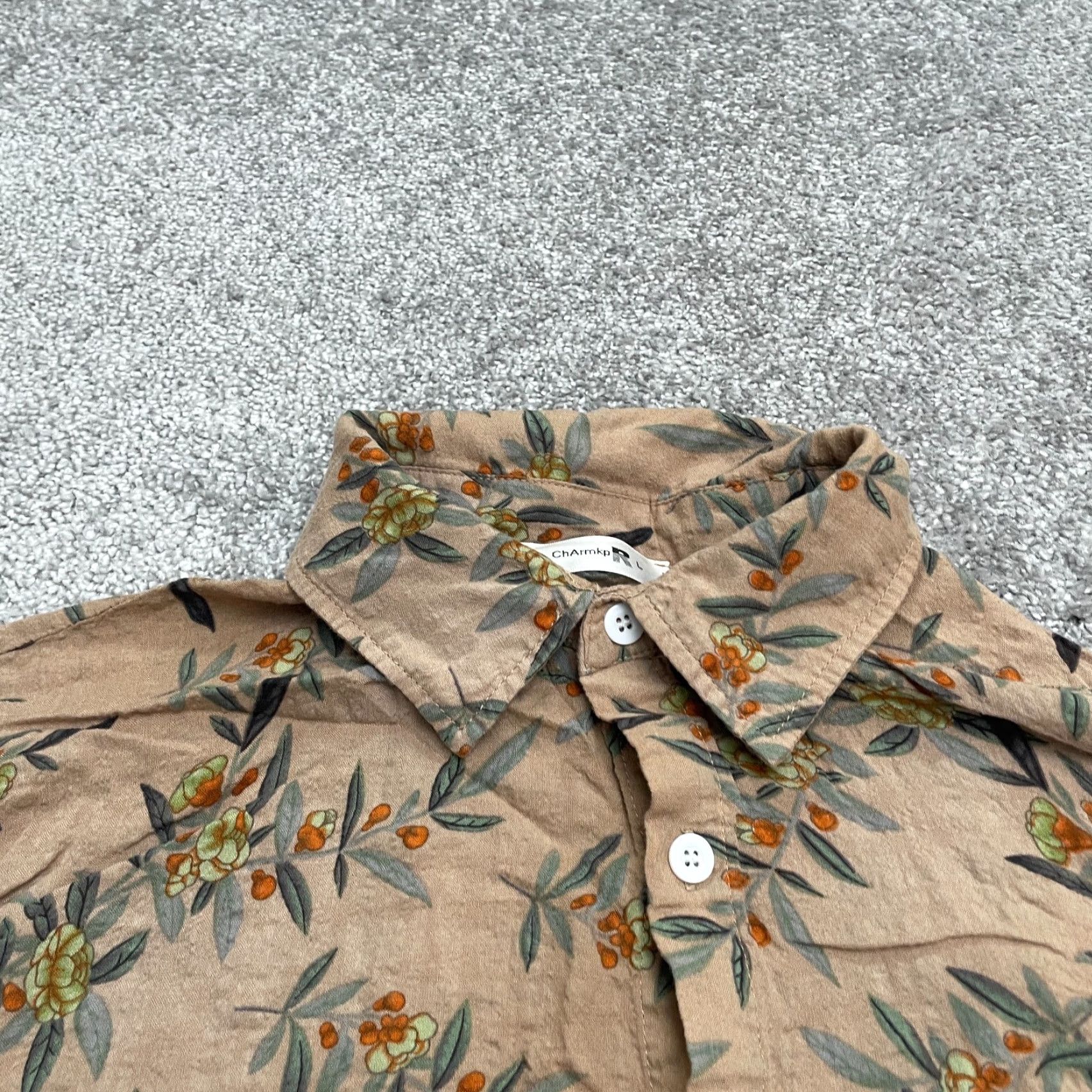 Vintage ChArmkpR Hawaiian Shirt Mens L Brown Floral Short Sleeve Button-Down Casual Size US L / EU 52-54 / 3 - 3 Thumbnail