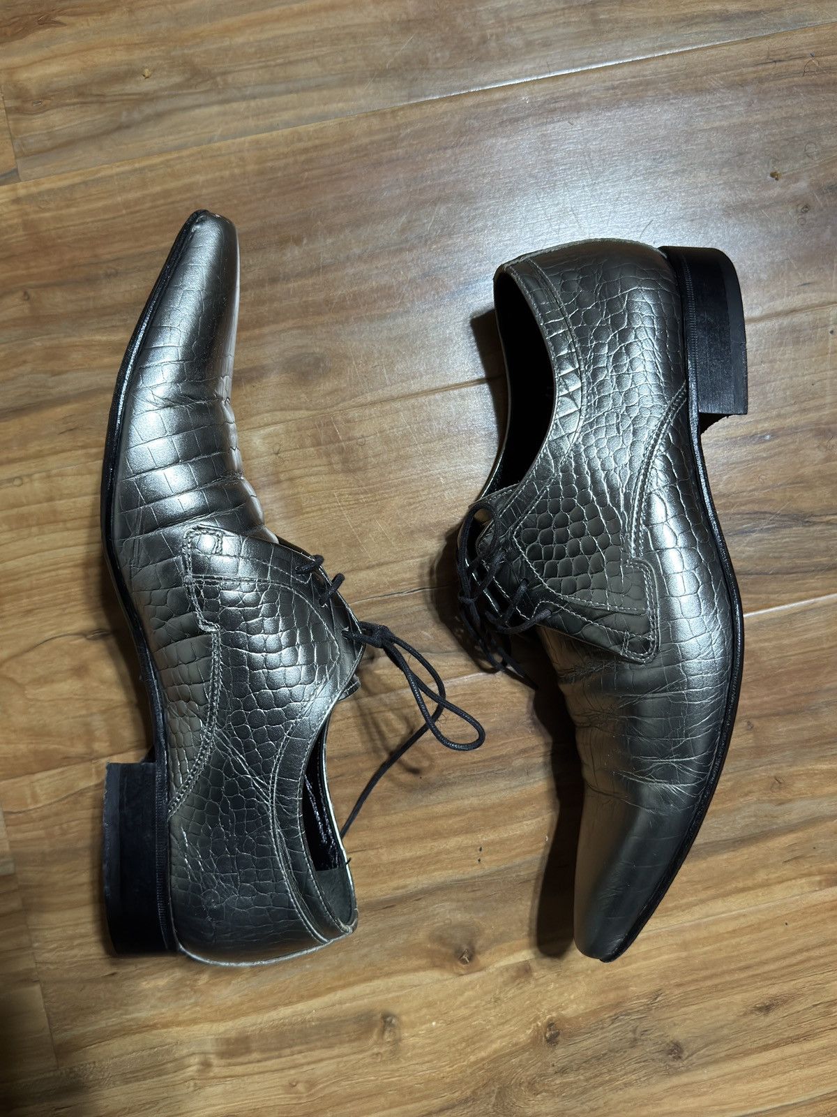 Dolce & Gabbana Dolce & Gabbana Alligator Embossed Silver Derbies Size US 8.5 / EU 41-42 - 5 Thumbnail