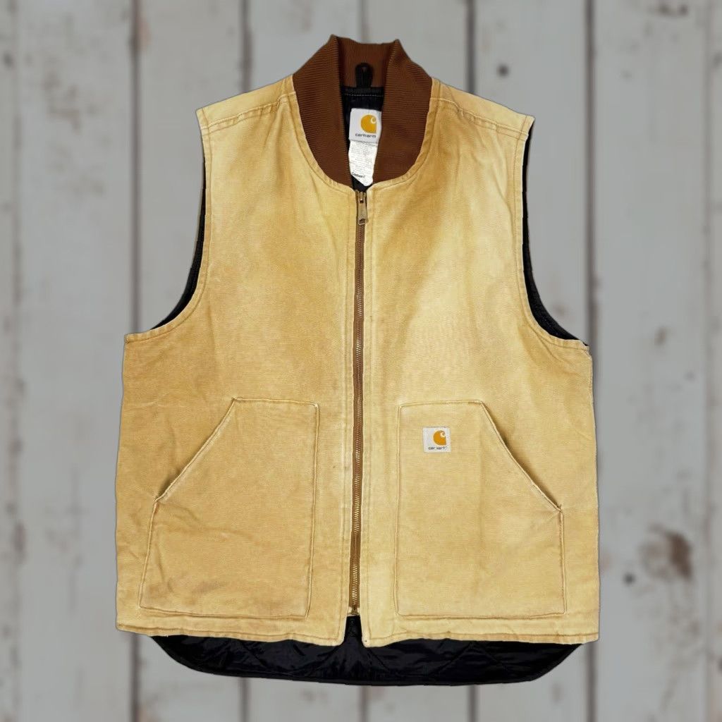 Carhartt VTG Carhartt Vest Quilted Lined Brown Canvas Mens L 90s Workwear Wind-Resistant Pockets Zip Full Zip Lined Carhartt V01 BRN Size US L / EU 52-54 / 3 - 1 Thumbnail