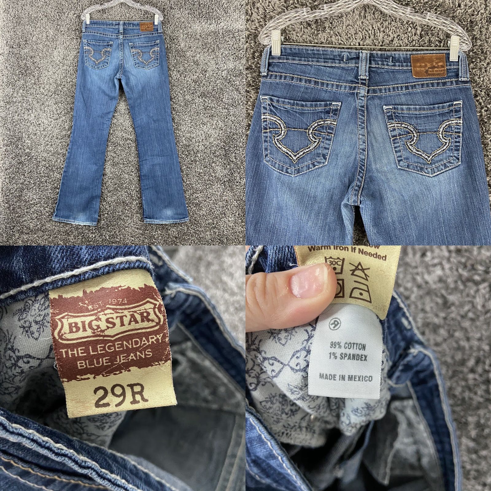 Vintage Big Star Hazel Curvy Fit Heavy Stitch Blue Jeans Women’s 29R Size 29" - 8 Thumbnail