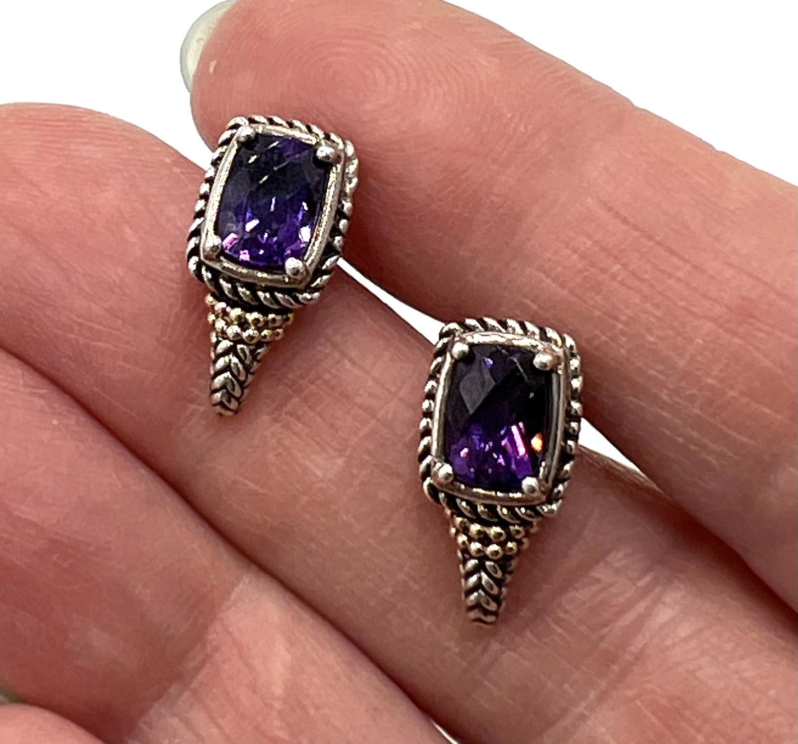 Other Sterling Silver & 14K Amethyst Cushion Earring & Necklace Size ONE SIZE - 7 Thumbnail