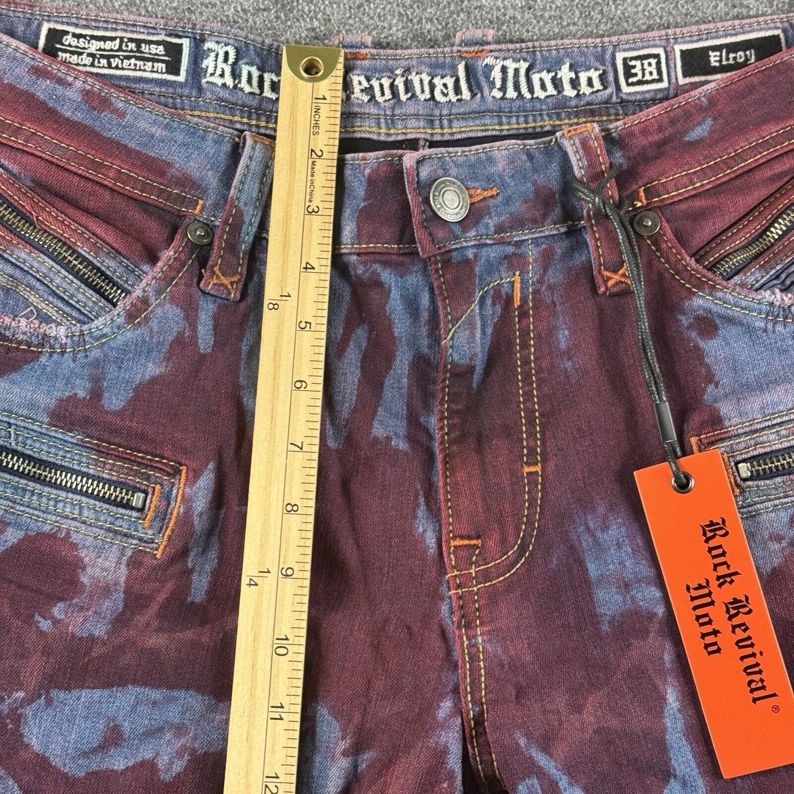 Rock Revival Rock Revival Elroy Moto Mens Acid Wash jeans Pant Sz 38 X 34 Size US 38 / EU 54 - 4 Thumbnail