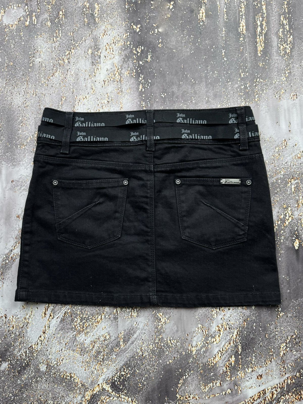 John Galliano × Vintage John Galliano Double Belted Vintage Mini Skirt Size 32" / US 10 / IT 46 - 8 Thumbnail