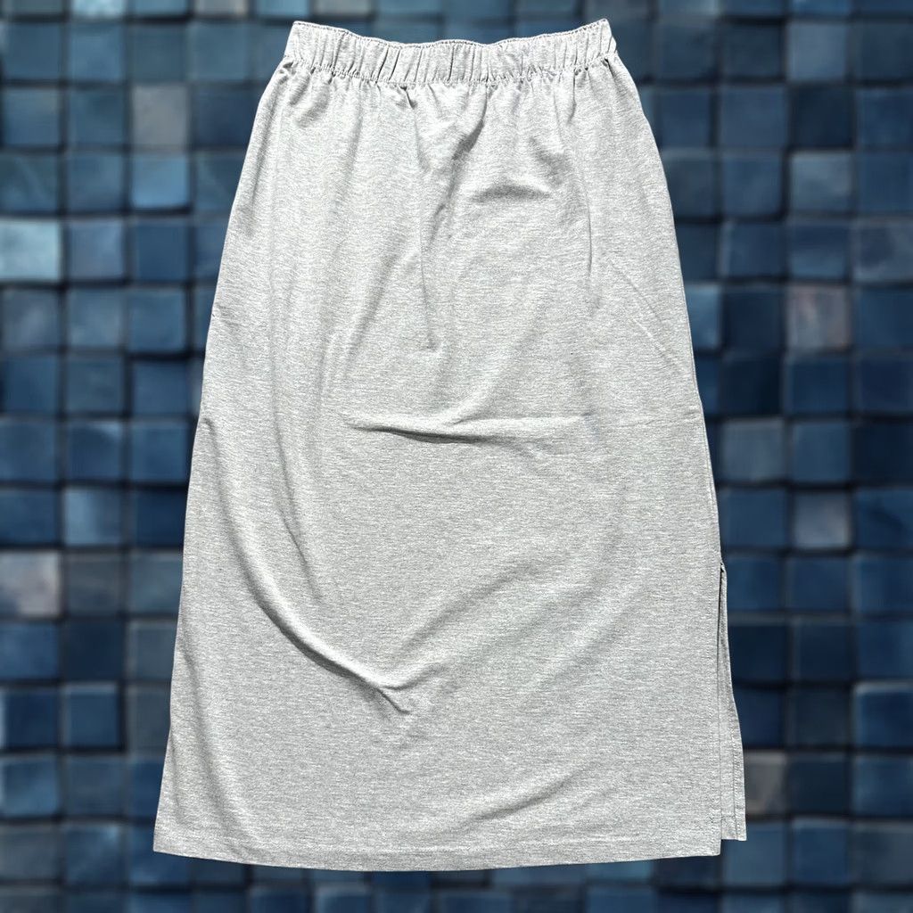 Vintage Ellos Maxi Skirt Womens Medium 14/16 Heathered Gray Side-Slit Stretch EUC Skirt Womens Size 32" / US 10 / IT 46 - 1 Thumbnail