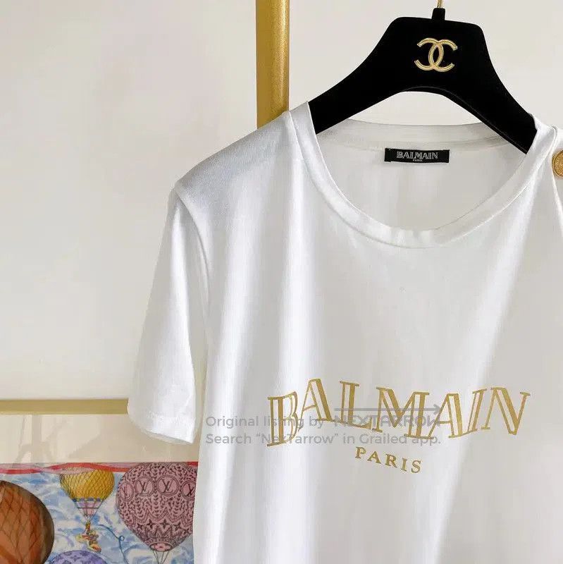 Balmain Balmain Women's White Cotton Short Sleeve T-Shirt . Size XS / US 0-2 / IT 36-38 - 2 Thumbnail