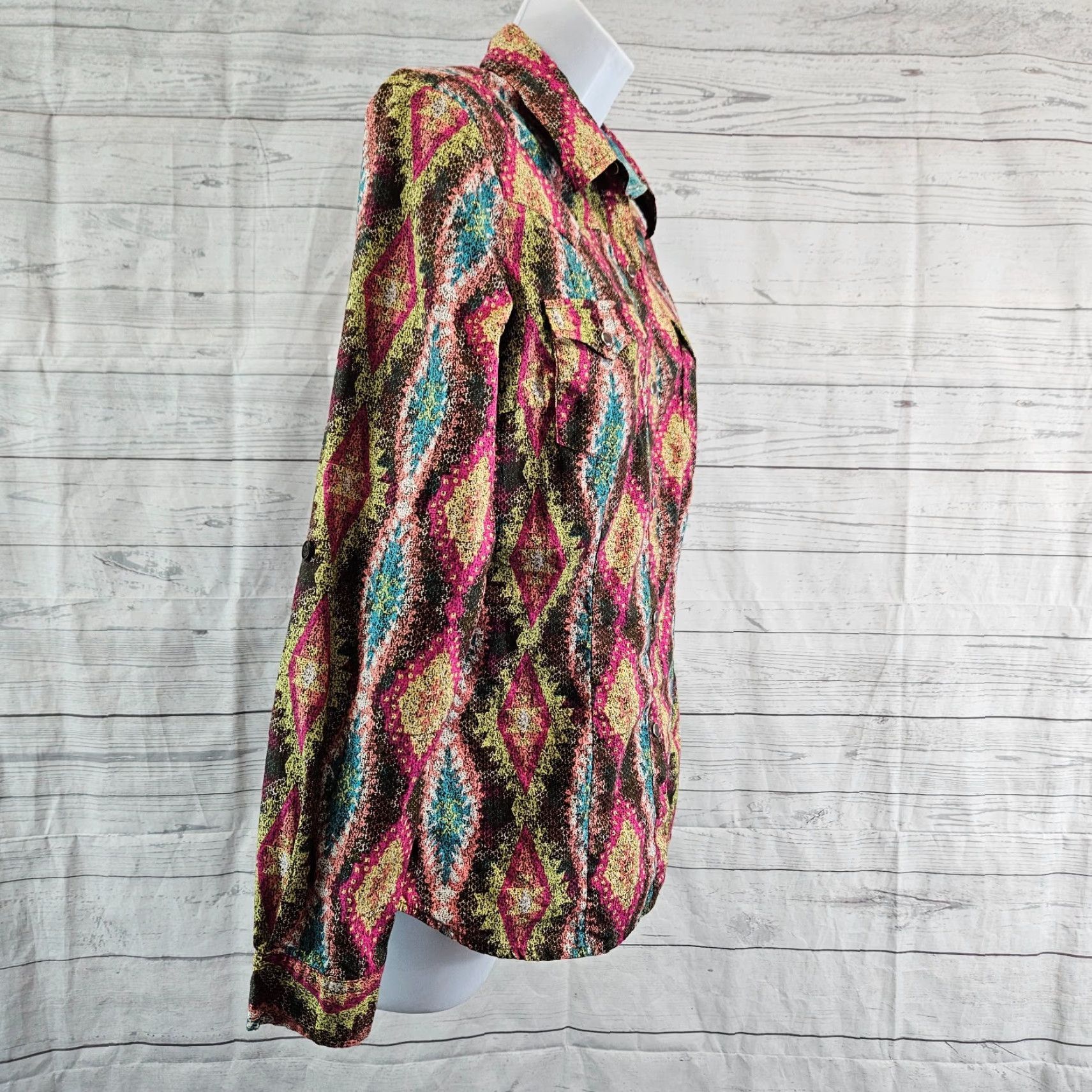 Roper Roper Shirt Womens Pearl Snap Long Sleeve Cotton Size Small Pink Brown Multicolor Size S / US 4 / IT 40 - 3 Thumbnail