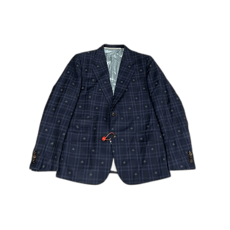 Gucci Gucci Checked Blazer with Bee Print Design Size US L / EU 52-54 / 3 - 1 Thumbnail