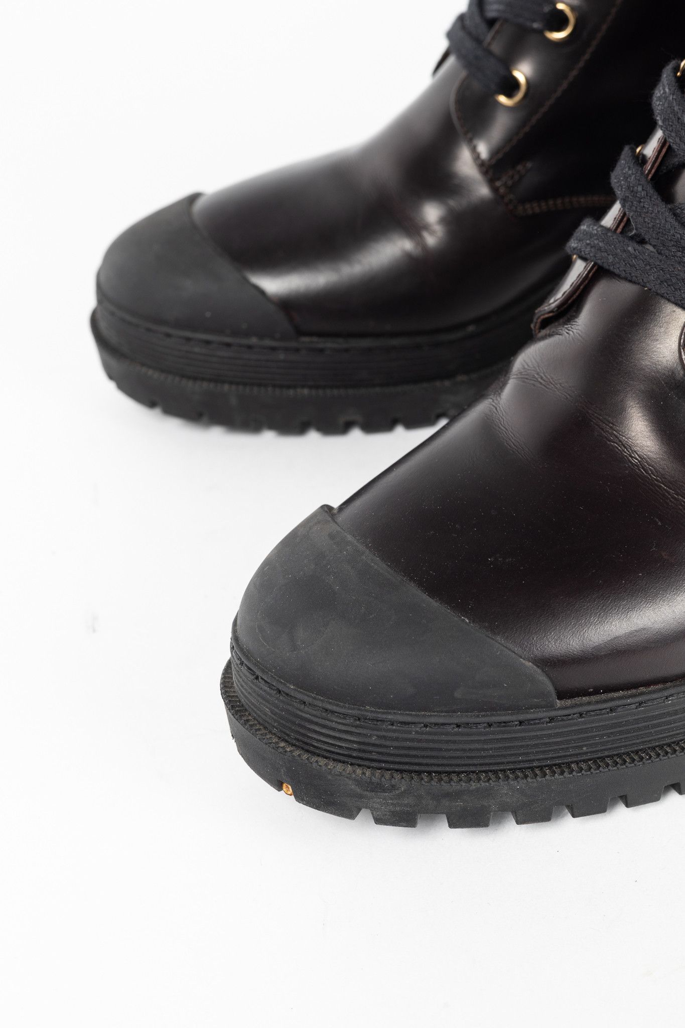 Burberry Burberry Scarcroft 50 Buckled Glossed-Leather Combat Boots Size US 7.5 / IT 37.5 - 7 Thumbnail