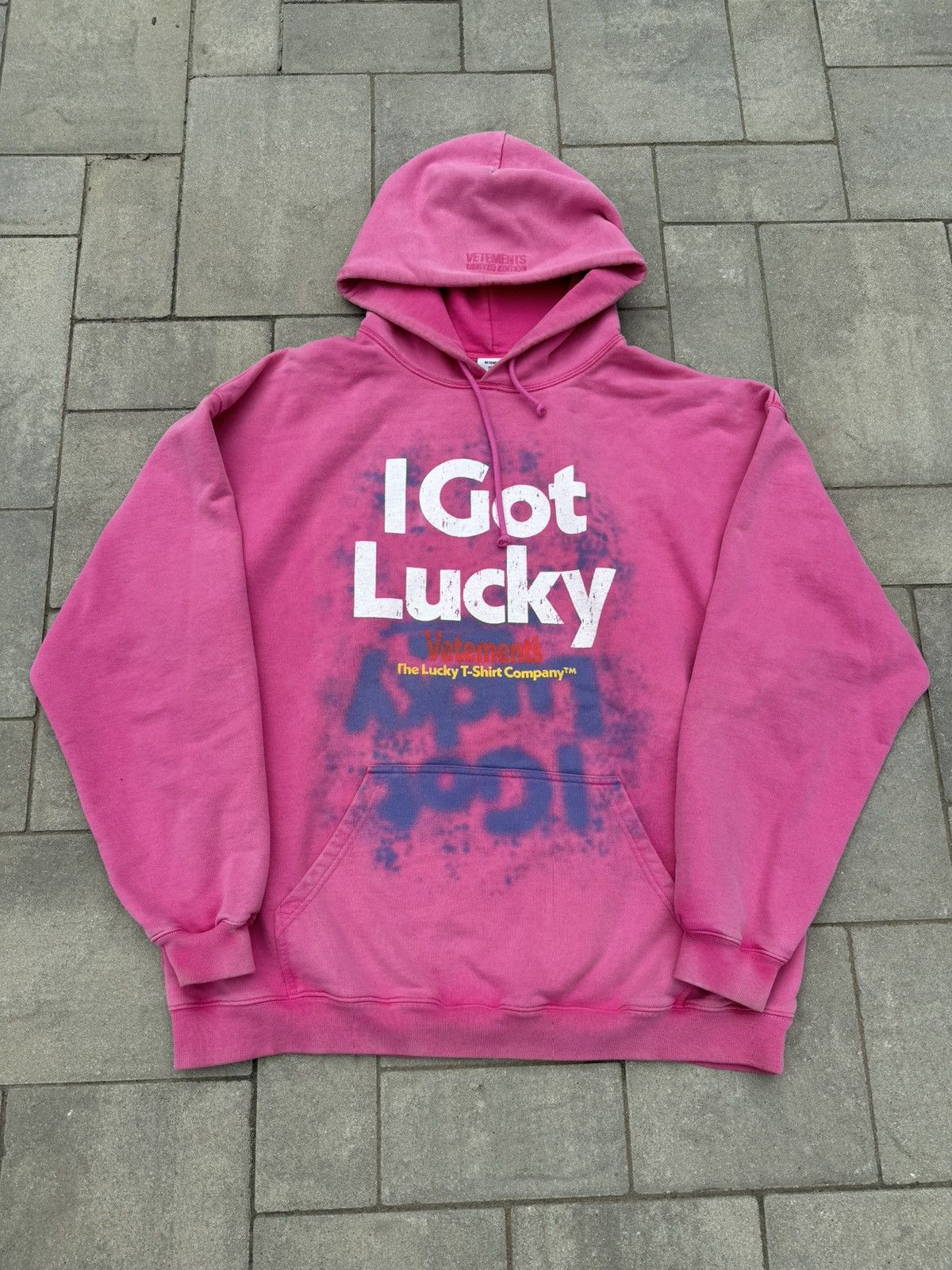 Pre-owned Vetements “i Got Lucky” Hoodie In Pink