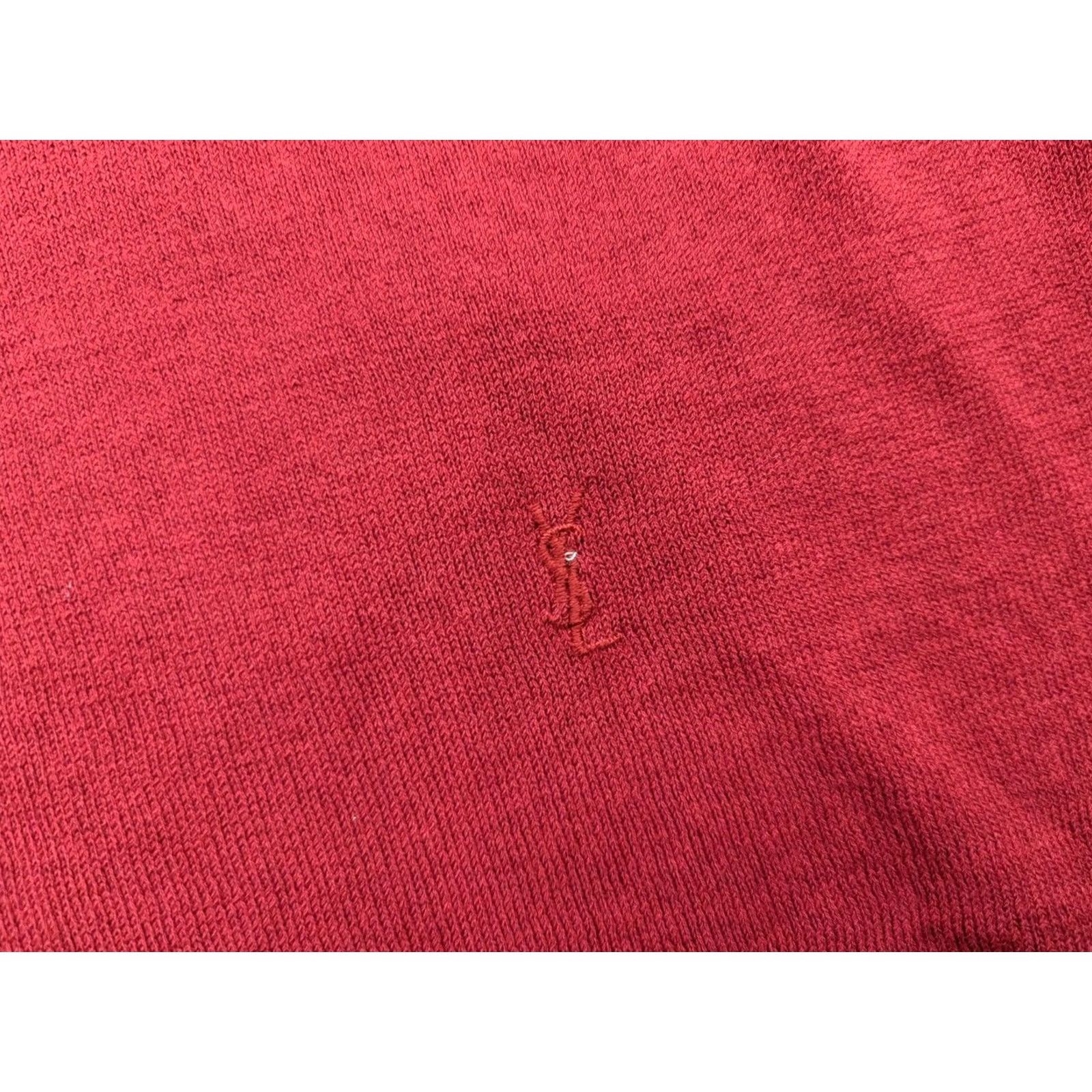 Yves Saint Laurent VINTAGE Yves Saint Lauren Sweater Mens L Red Cotton V-Neck Jumper Knit Pullover Size US L / EU 52-54 / 3 - 6 Thumbnail