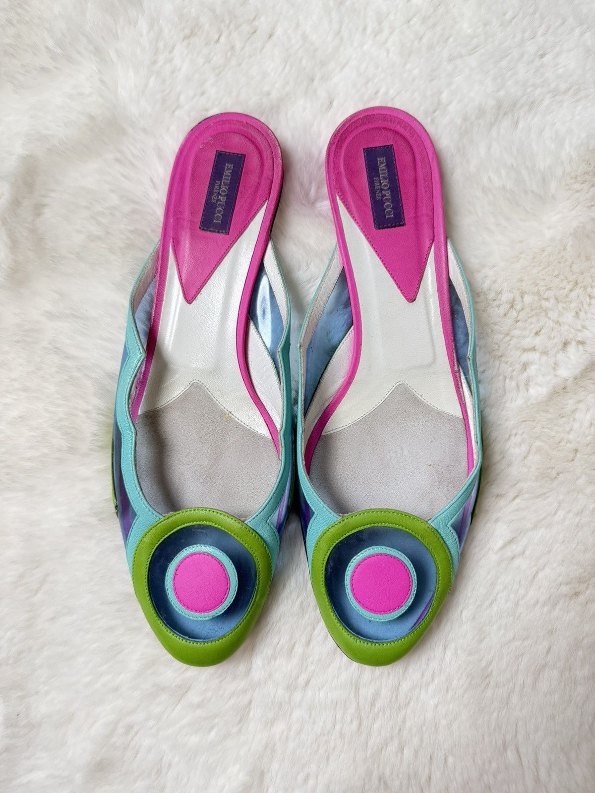 Emilio Pucci Emilio Pucci Psychedelic Flats Fuchsia Turquoise Mint Size US 9 / IT 39 - 3 Thumbnail
