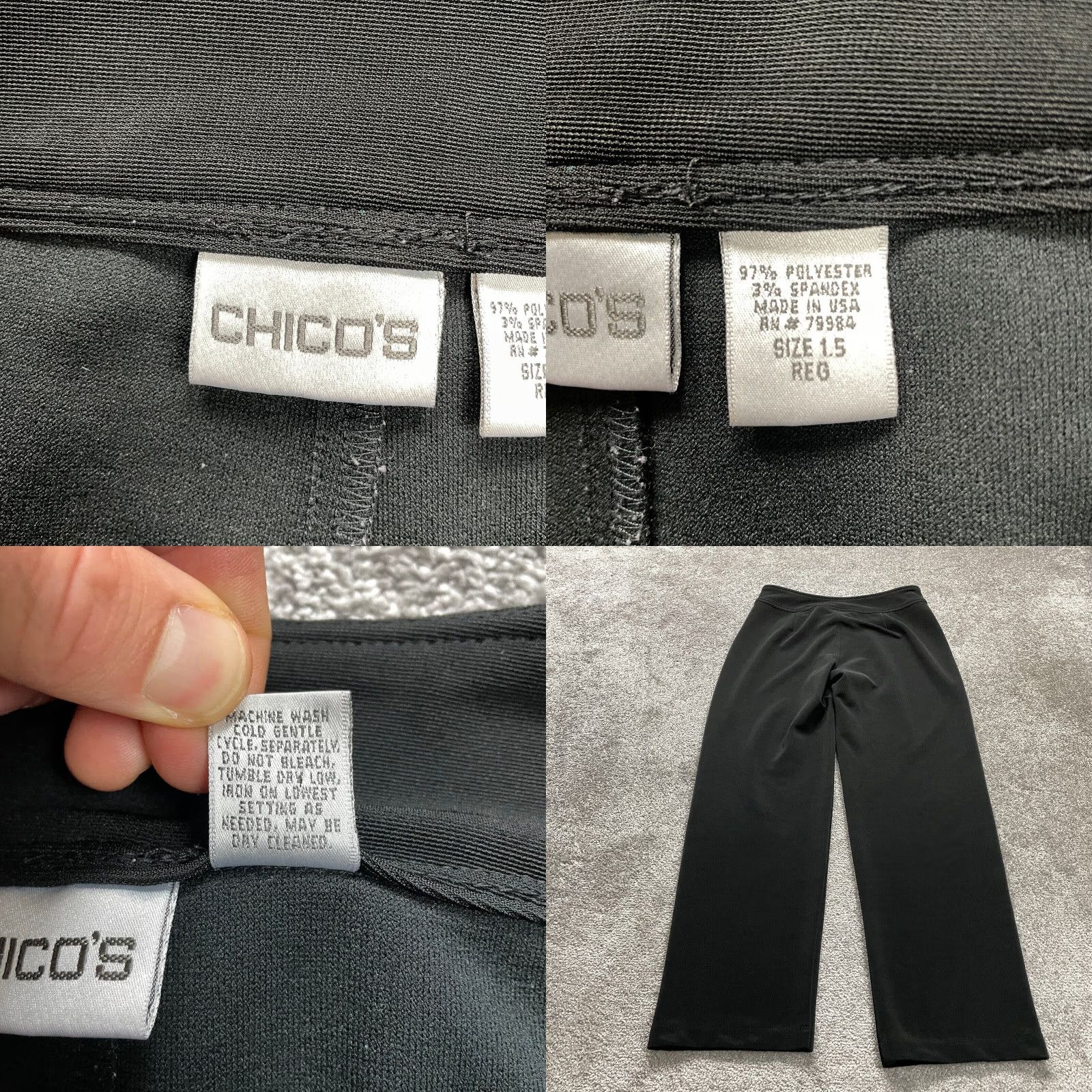 Vintage Chico's Design Pants Womens 1.5 US Medium Black Ladie Stretch Slacks 32x32 Size 32" / US 10 / IT 46 - 8 Thumbnail