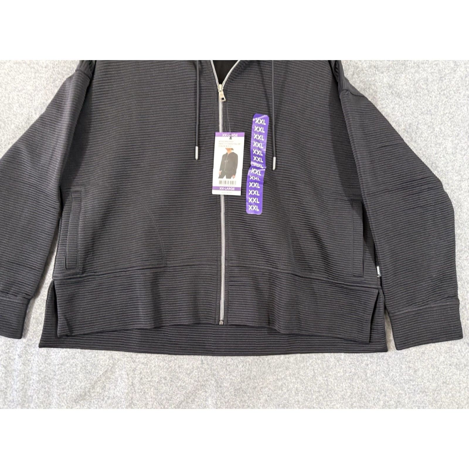 DKNY DKNY Ottoman Full-Zip Hoodie Womens Size 2XL Black Pockets Logo NWT Ribbed Stretch Full Zip Hooded Lined Size XXL / US 16-18 / IT 52-54 - 3 Thumbnail