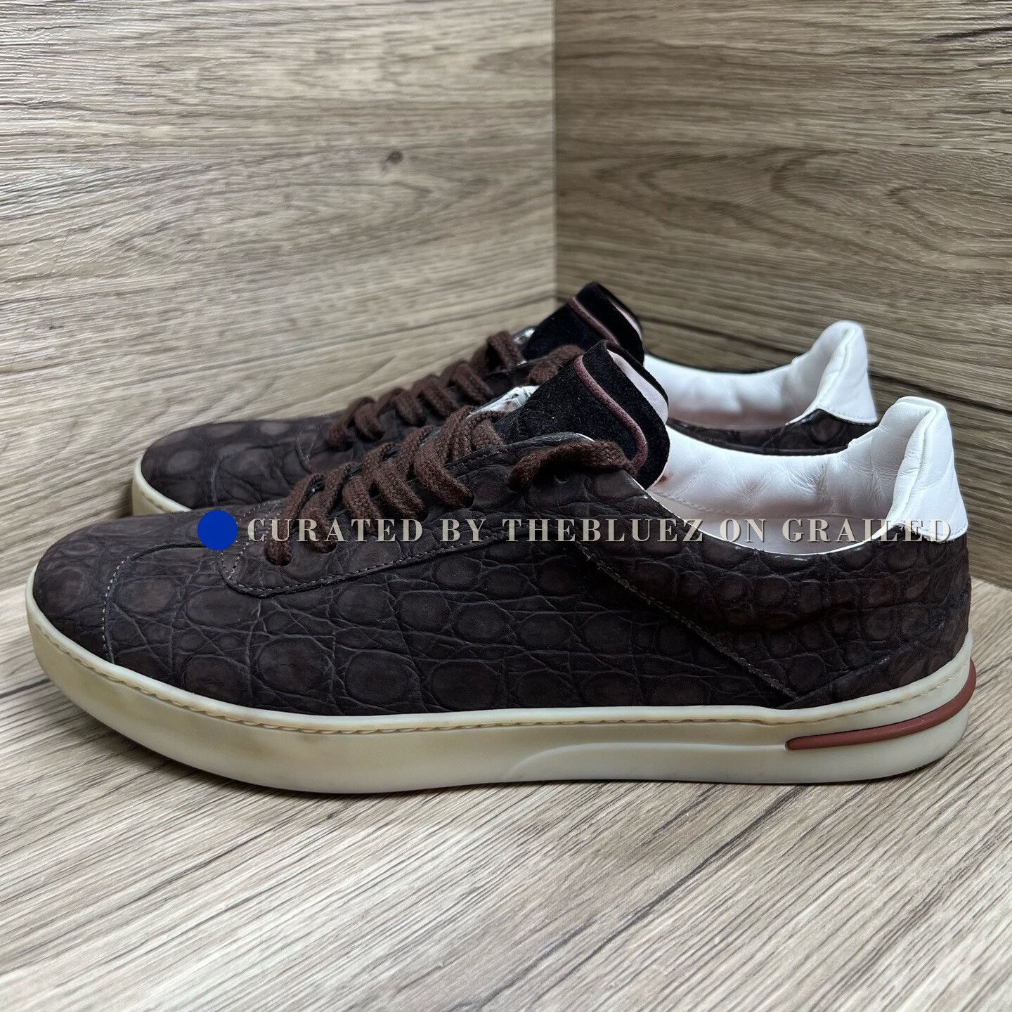 Loro Piana Loro Piana 70’S Walk Crocodile-Embossed Trainers Size US 7 / EU 40 - 1 Thumbnail