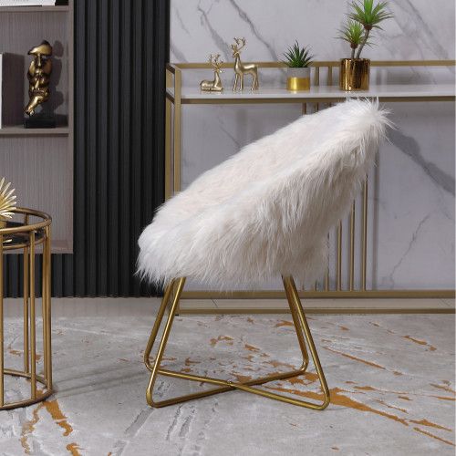 Designer × Homemade Slatina Faux Fur Upholstered Accent Chair, White Size US L / EU 52-54 / 3 - 2 Thumbnail