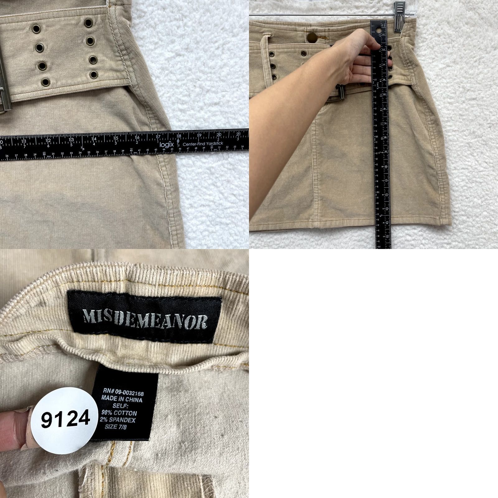 Vintage VINTAGE Y2K Corduroy Mini Skirt 8 Beige Beige Tan Belted Fairy Grunge Whimsigoth Misdemeanor Jeans? Size 30" / US 8 / IT 44 - 8 Thumbnail