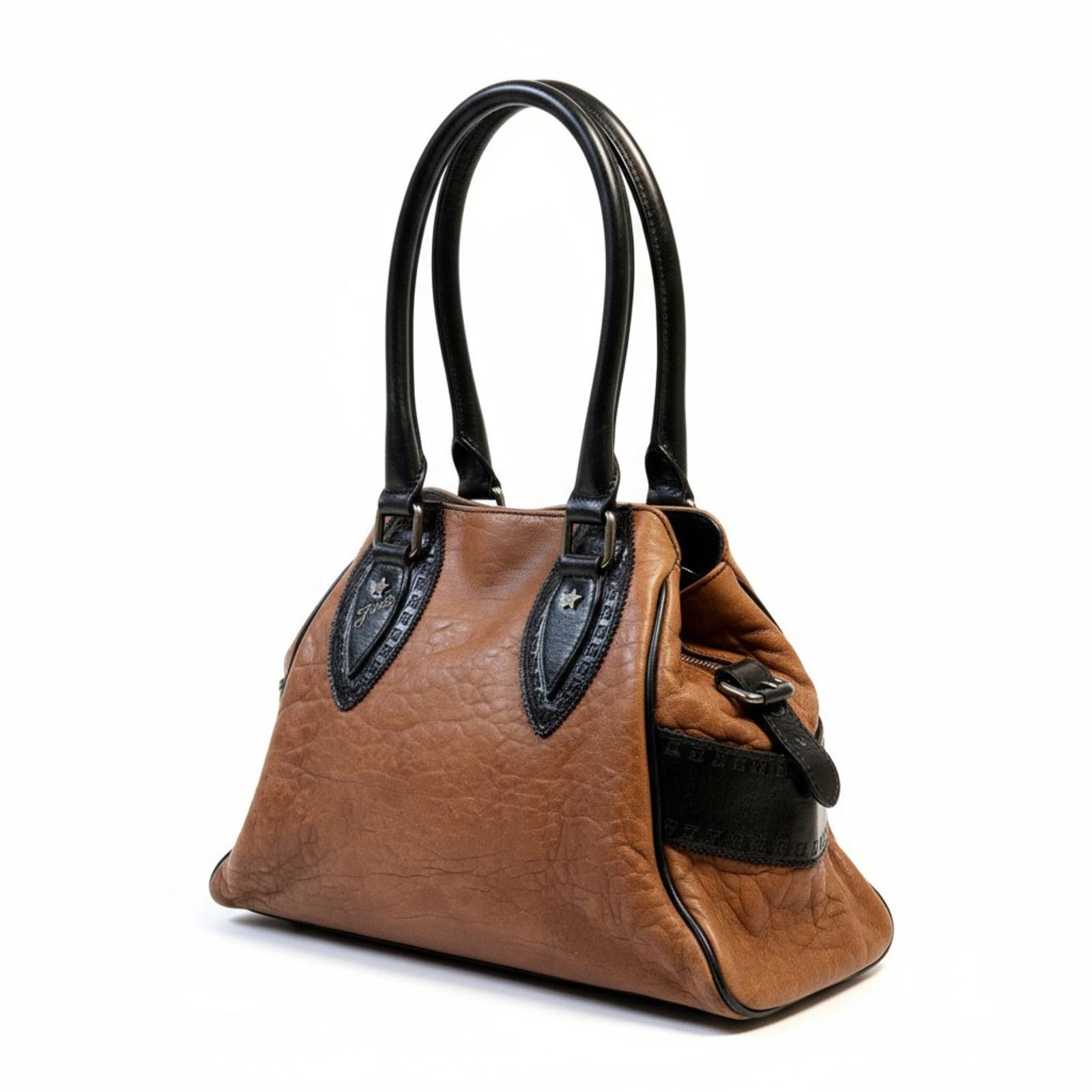 Fendi Fendi - Brown Black Leather Shoulder Bag Size ONE SIZE - 1 Thumbnail