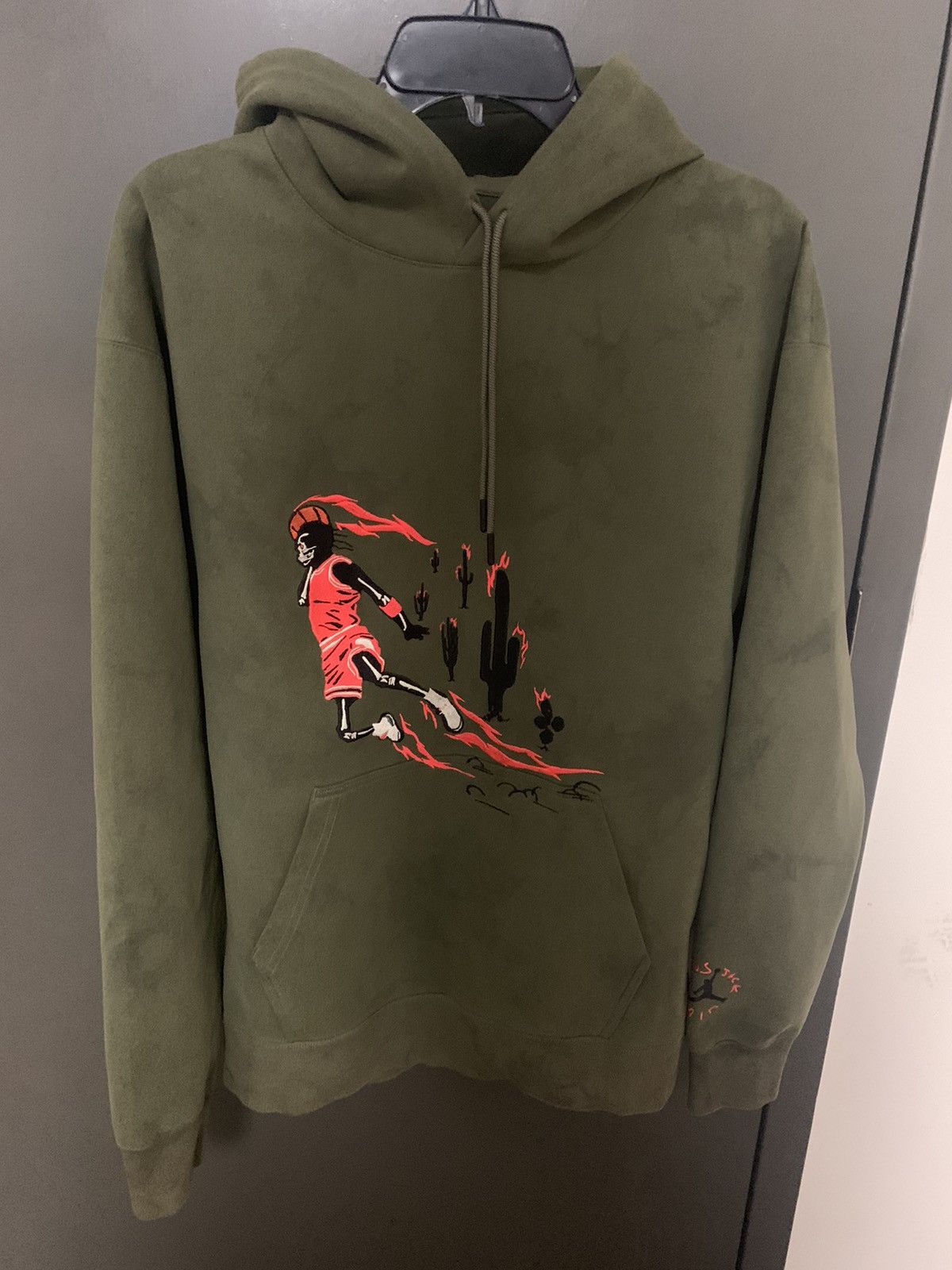 image of Jordan Nike Travis Scott Suede Jordan Hoodie in Green, Men's (Size Medium)