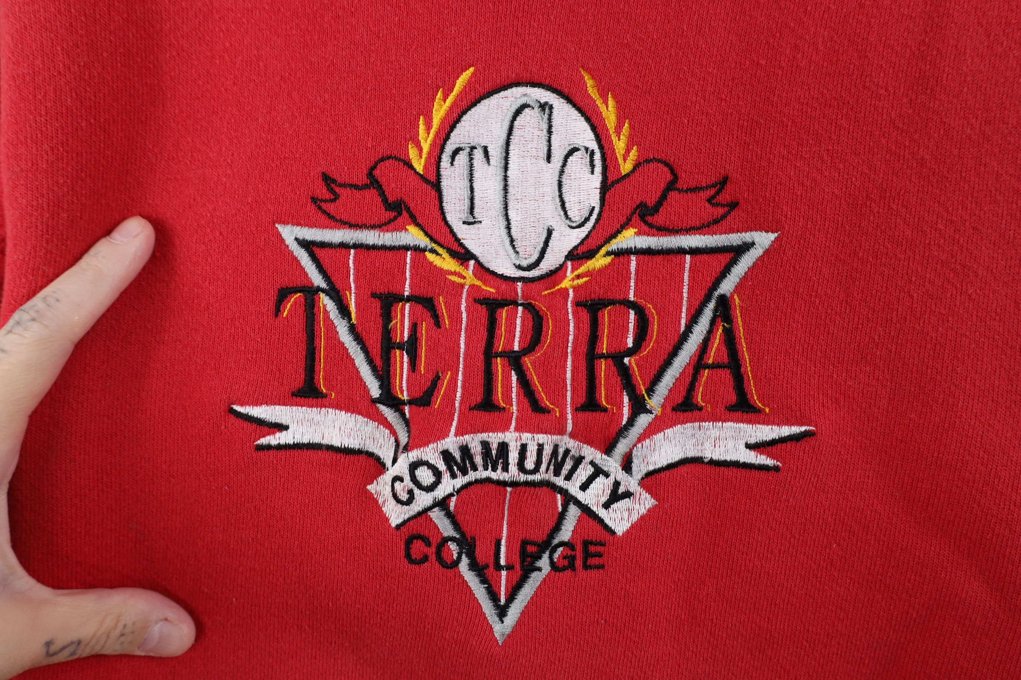 Vintage Vintage 90s Terra Community College Sweatshirt USA Red Size US XXL / EU 58 / 5 - 4 Thumbnail
