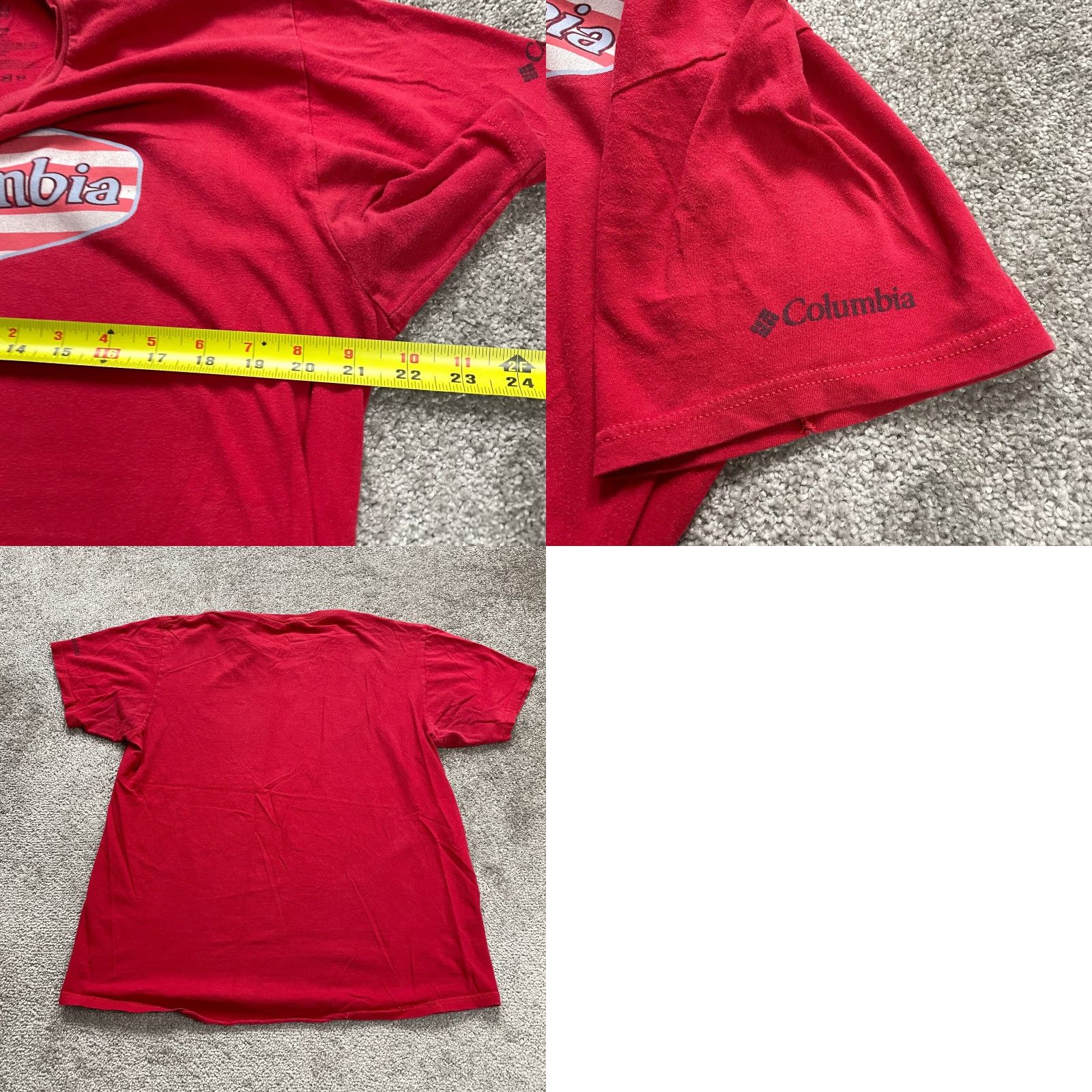 Logo 7 Columbia Shirt Mens Large Red Short Sleeve Cotton USA Logo Adult Size US L / EU 52-54 / 3 - 8 Thumbnail