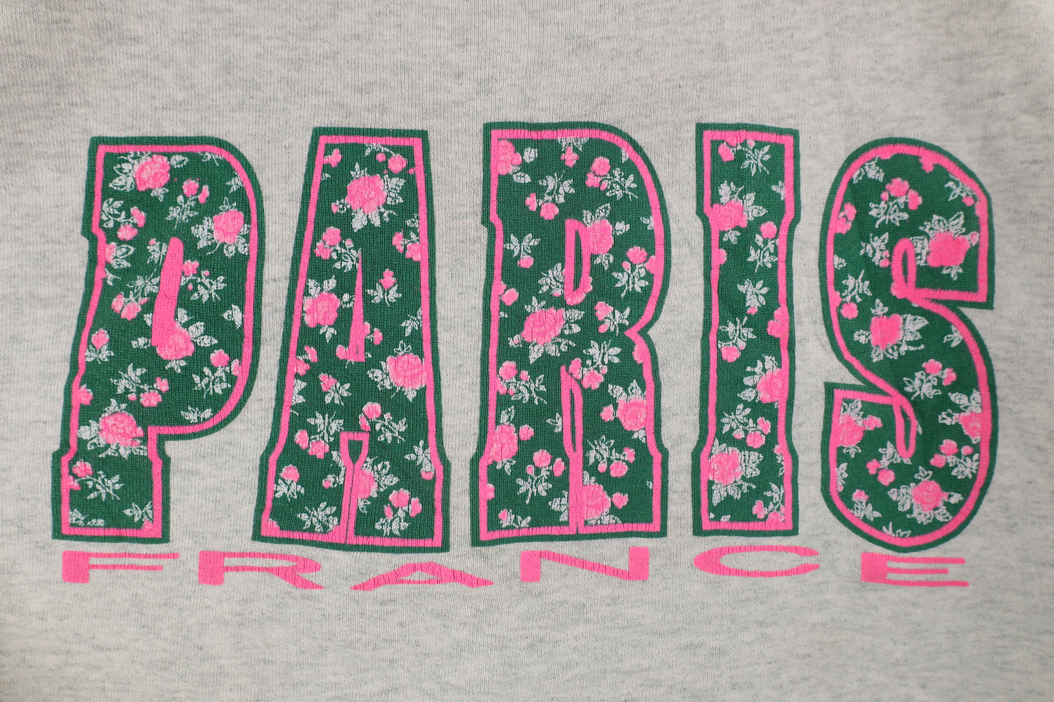 Vintage Vintage 90s Streetwear Flower Paris France Sweatshirt USA Size XL / US 12-14 / IT 48-50 - 4 Thumbnail