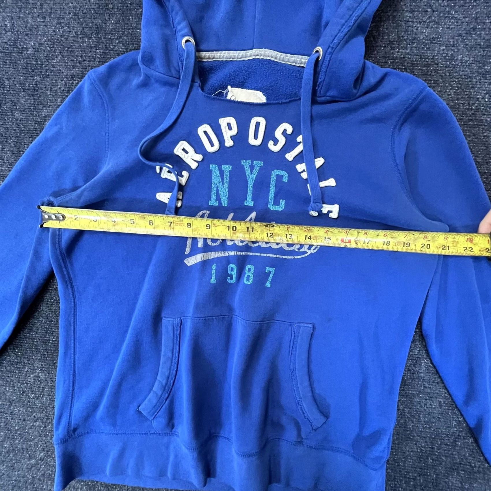 Aeropostale Aeropostale Hoodie Womens XL NYC Athletics 1987 Pullover Kangaroo Blue Royal Graphic Print Embroidered Logo Size XL / US 12-14 / IT 48-50 - 4 Thumbnail