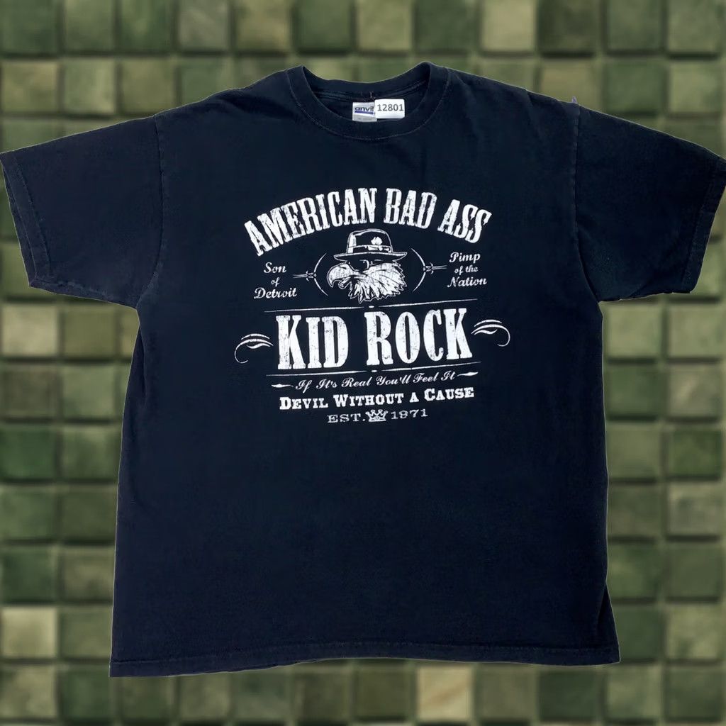 Anvil VINTAGE Kid Rock American Bad Ass Concert Shirt Anvil Distressed Graphic Tee Shirt XL Black Mens Rock 90s Cowboy Size US XL / EU 56 / 4 - 1 Thumbnail
