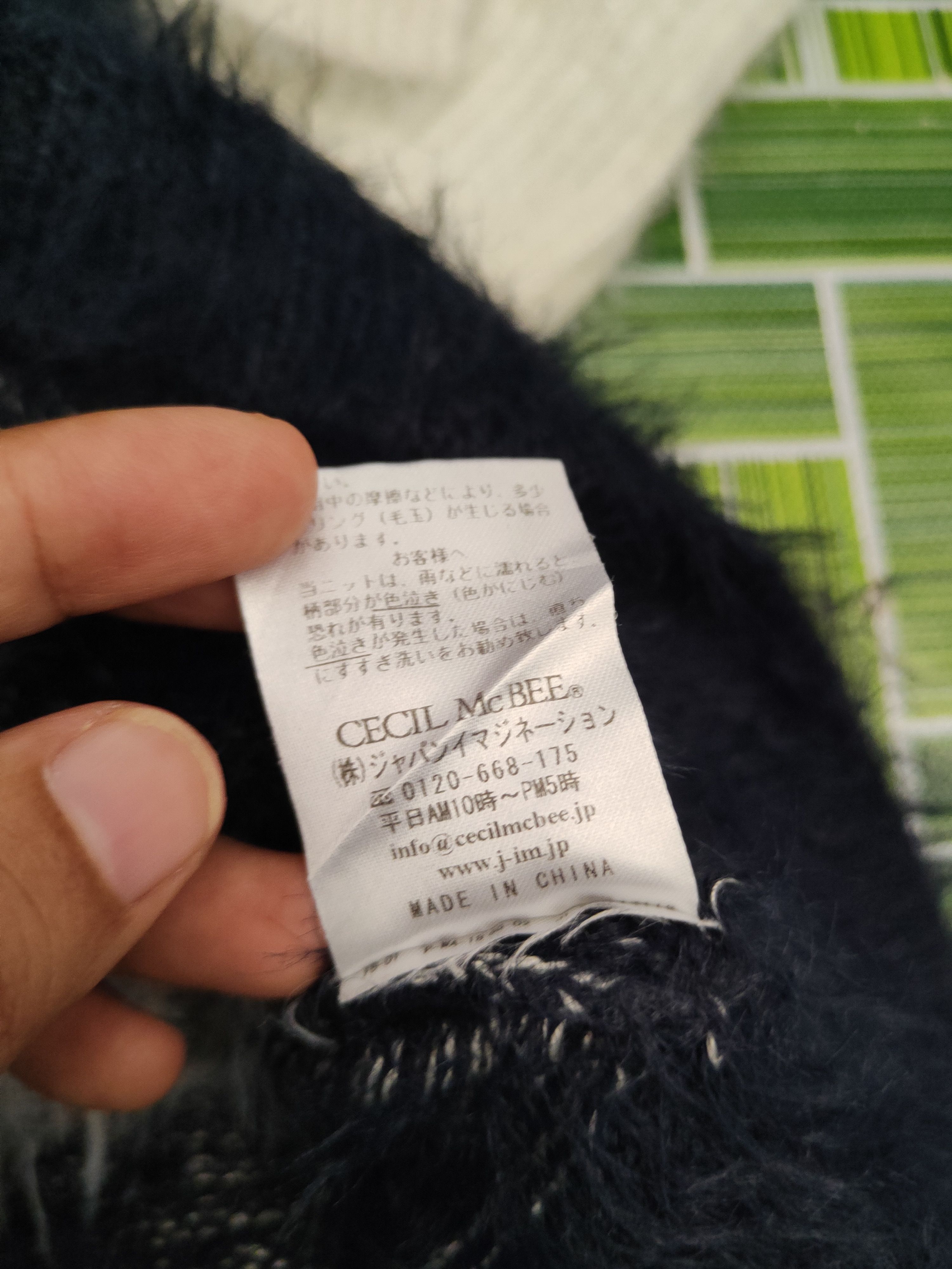 Japanese Brand DL Cecil McBee Navy White Fur Mohair Knitwear #46-497 Size M / US 6-8 / IT 42-44 - 11 Thumbnail