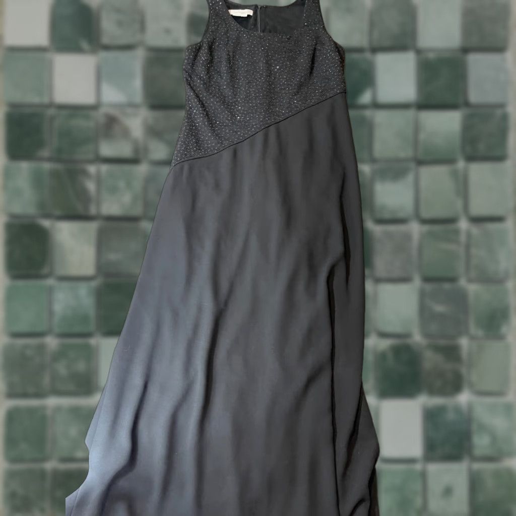 Vintage VINTAGE Warren Petites Dress Womens Size 10 Petite 10P Black Sleeveless Long A-Line Dress Womens Mens? Size L / US 10 / IT 46 - 1 Thumbnail