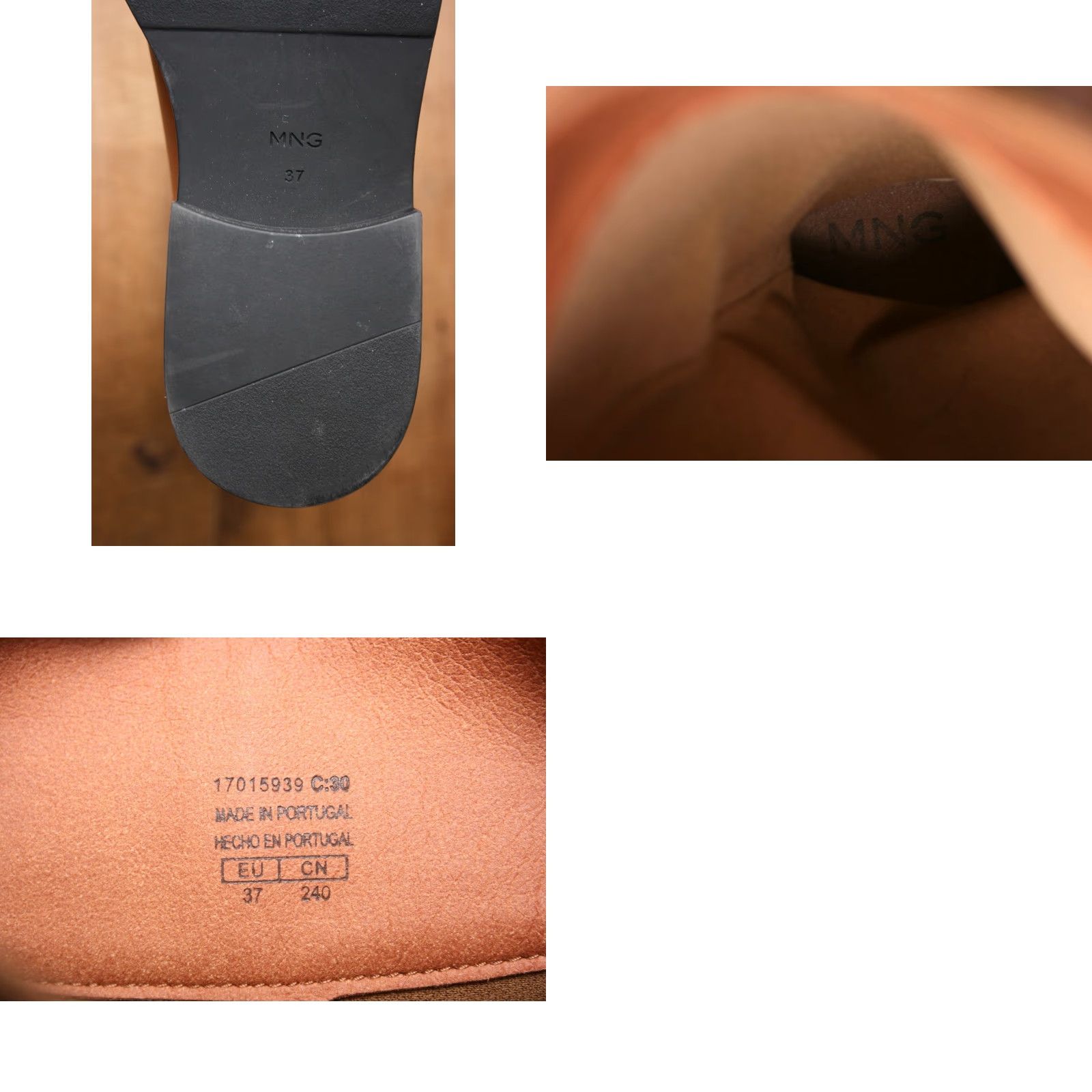 Mango VINTAGE MNG MANGO Cognac Brown Leather 16" Tall Riding Boots EUR 37 ≈ US 6.5 Size US 7 / IT 37 - 8 Thumbnail