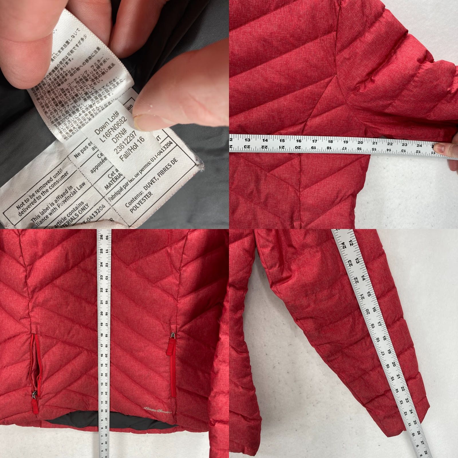Eddie Bauer Eddie Bauer Premium Goose Down Puffer Jacket Women's Large Red Hooded Quilted Regular Down Jacket Size L / US 10 / IT 46 - 8 Thumbnail