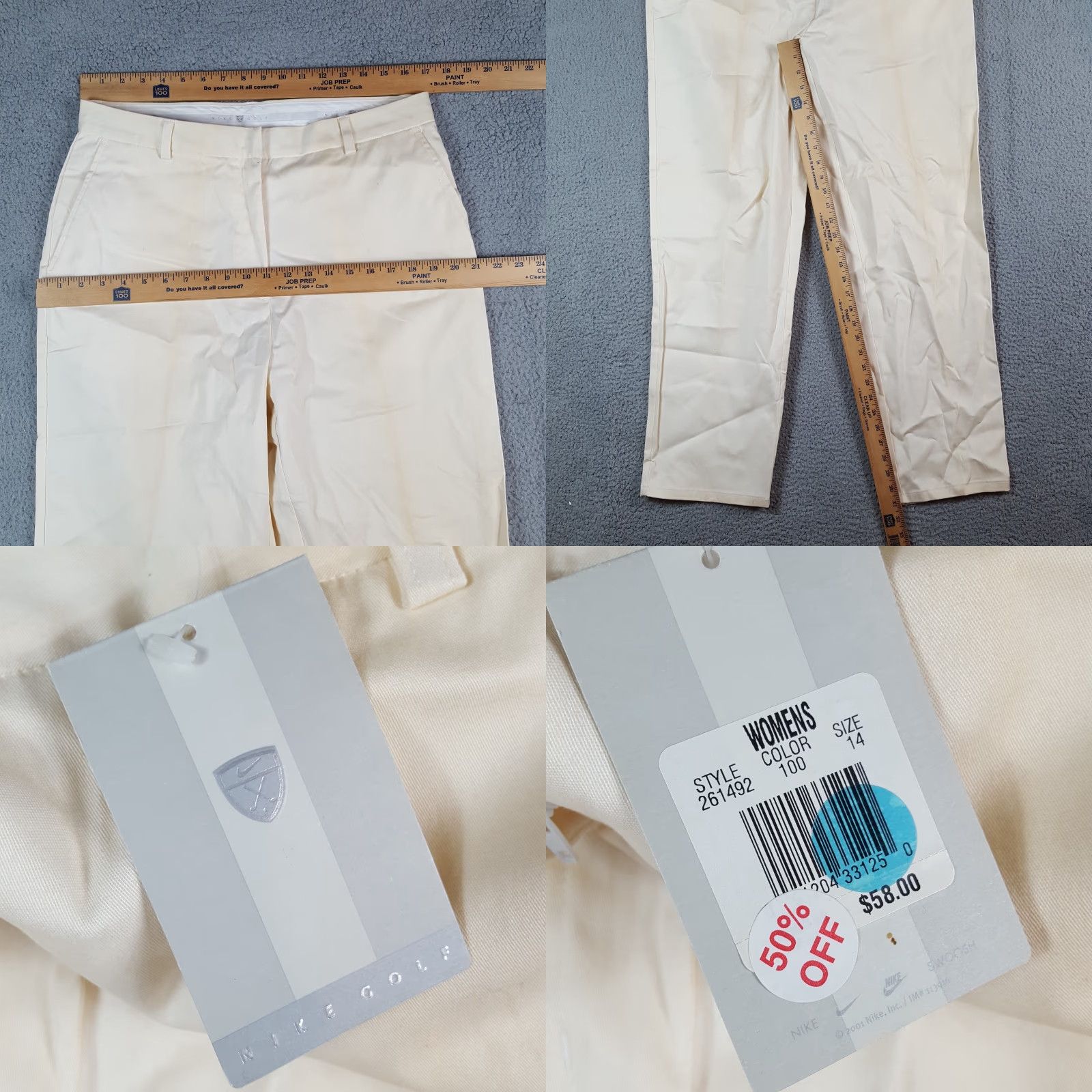 Nike VINTAGE Nike Golf Chinos Women's Size 14 Stretch 2000s Chino Pants White 90s Bohemian Preppy Mens Womens Girls Size 36" / US 14 / IT 50 - 9 Thumbnail