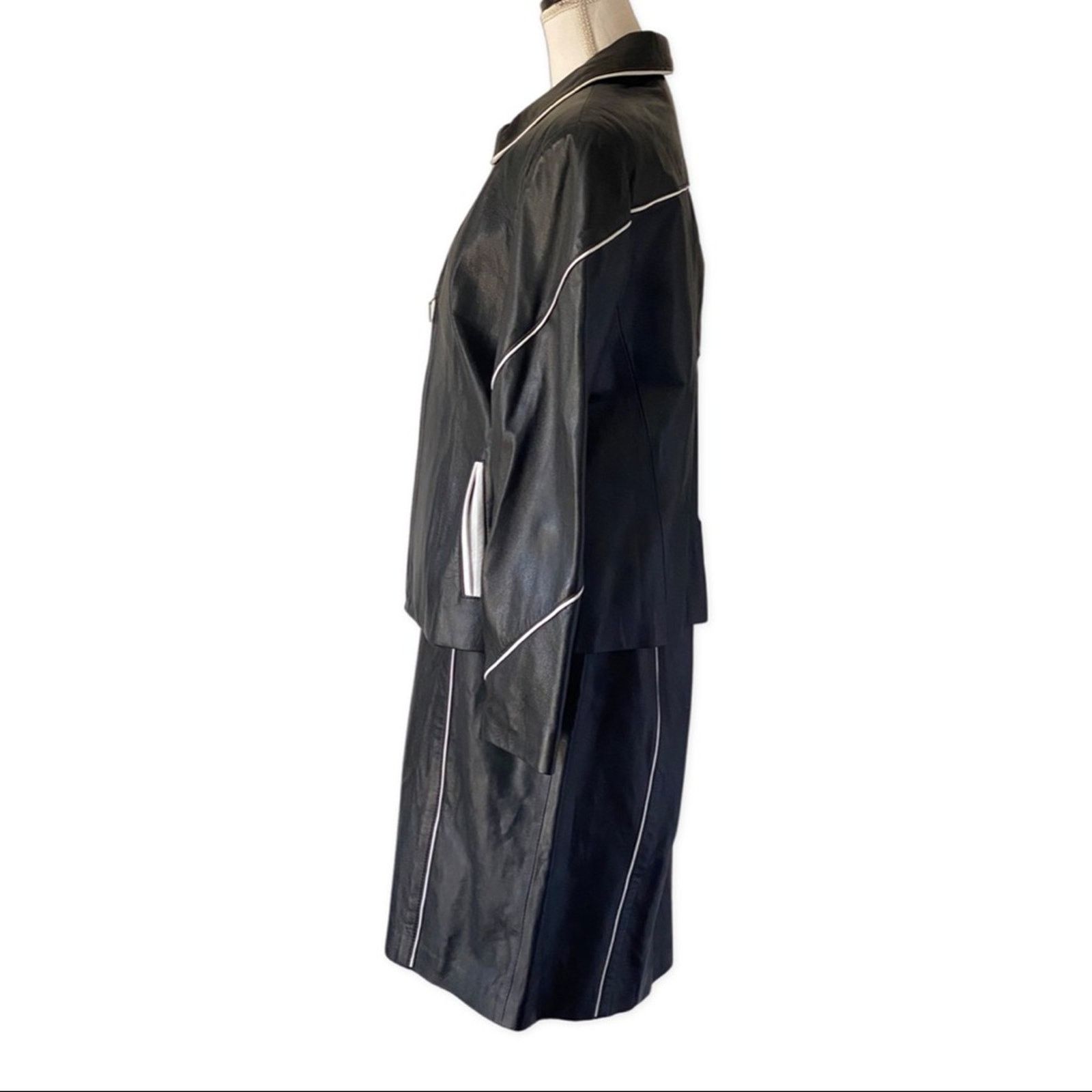 DC Vintage DC Collection Black Leather Skirt Suit Set Size L / US 10 / IT 46 - 7 Thumbnail