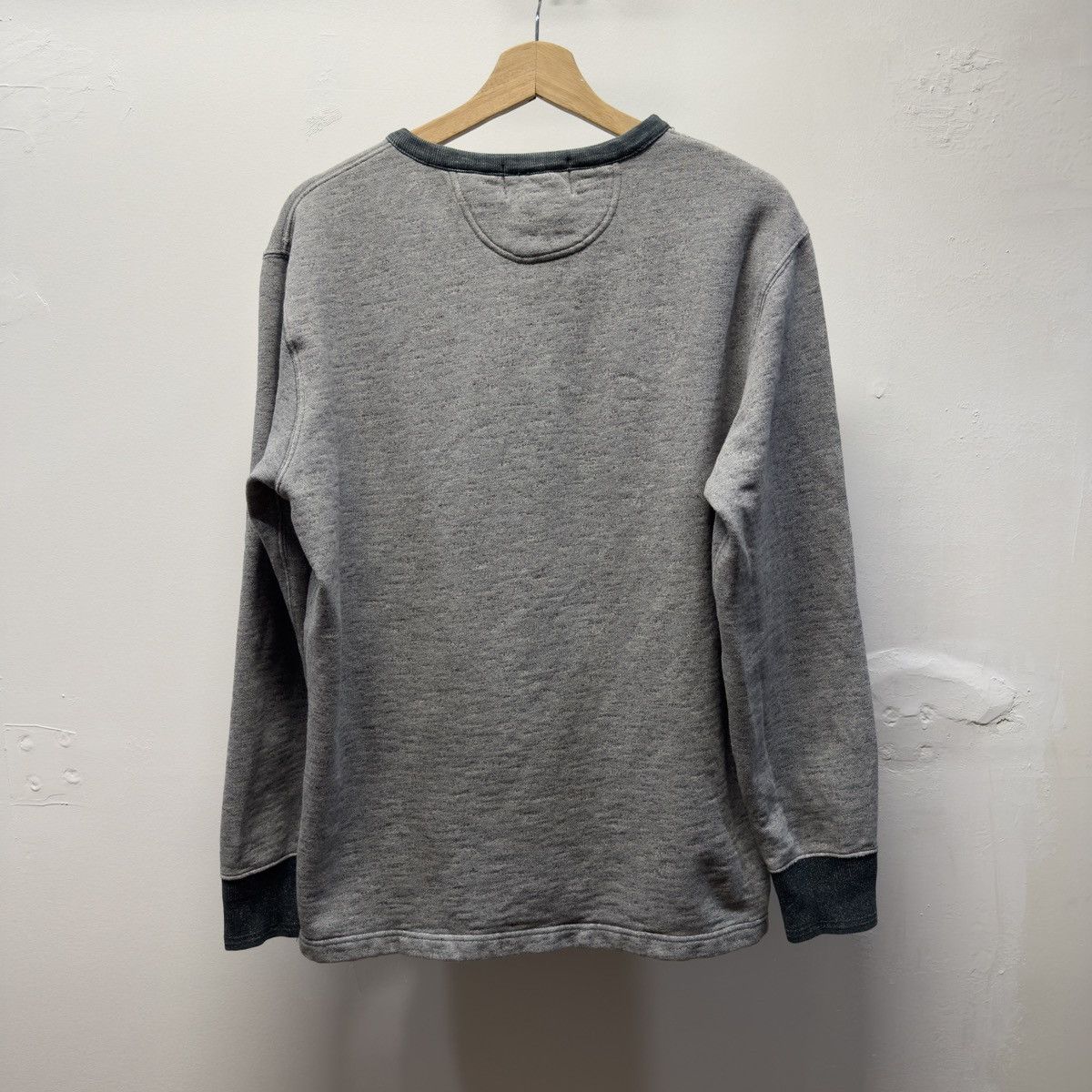 RRL Ralph Lauren RRL Faded Grey Henley Sweatshirt ERD Grunge Chrome Size US M / EU 48-50 / 2 - 2 Thumbnail