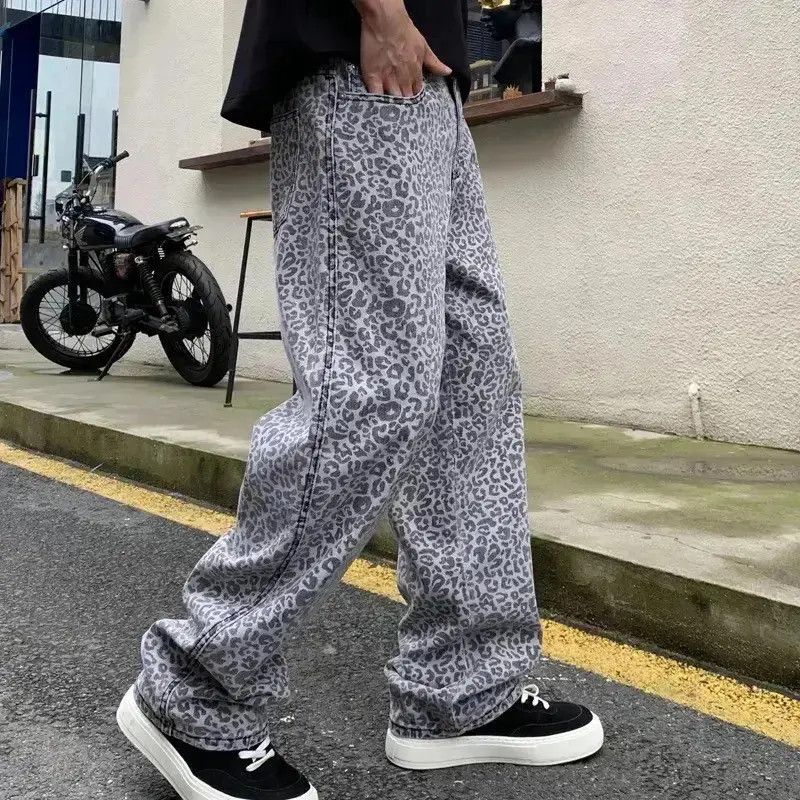 Japanese Brand Streetwear Leopard Print Loose Casual Jeans Pants Size US 32 / EU 48 - 5 Thumbnail
