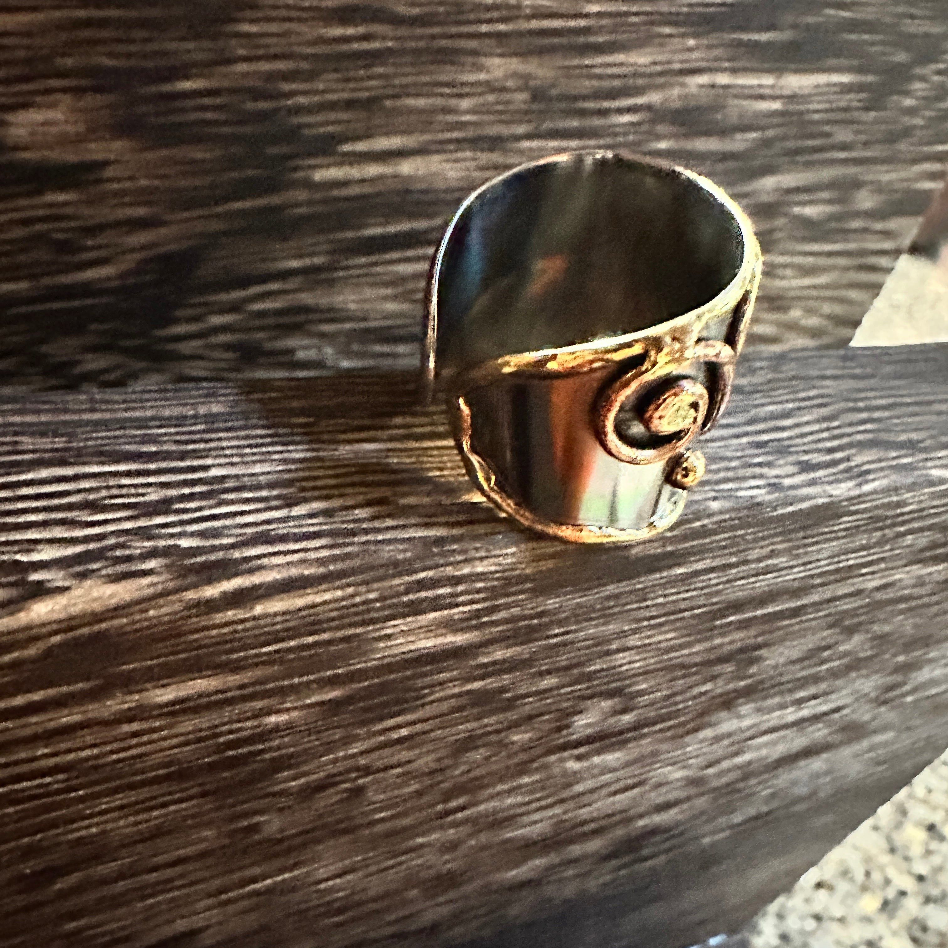 Other Artisan Crafted Silver & Copper Heart Wide Cuff Ring in Gift Size ONE SIZE - 4 Thumbnail