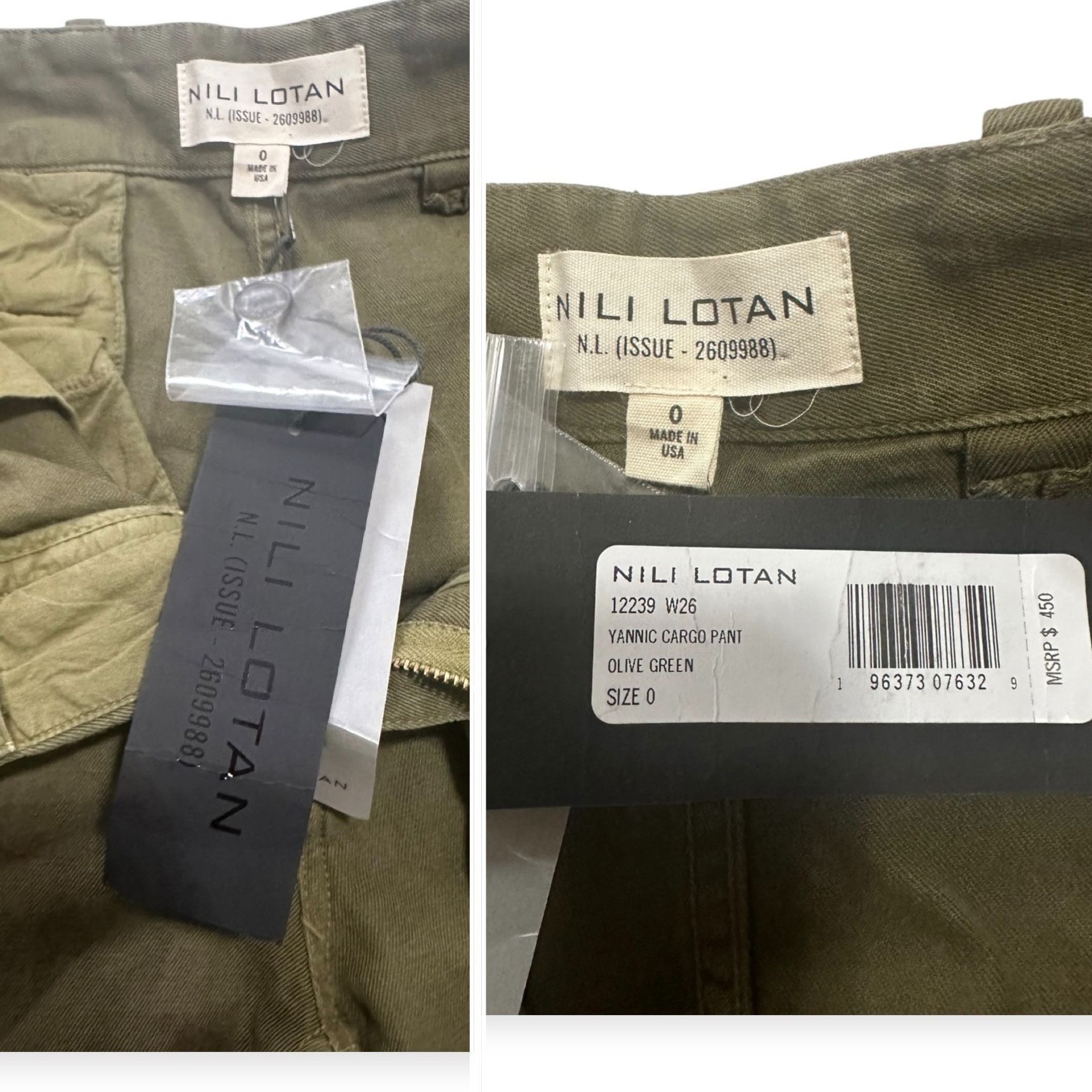 Nili Lotan NILI LOTAN Yannic cargo pants, Olive Green, Size 0, Size 25" / US 0 / IT 36 - 3 Thumbnail