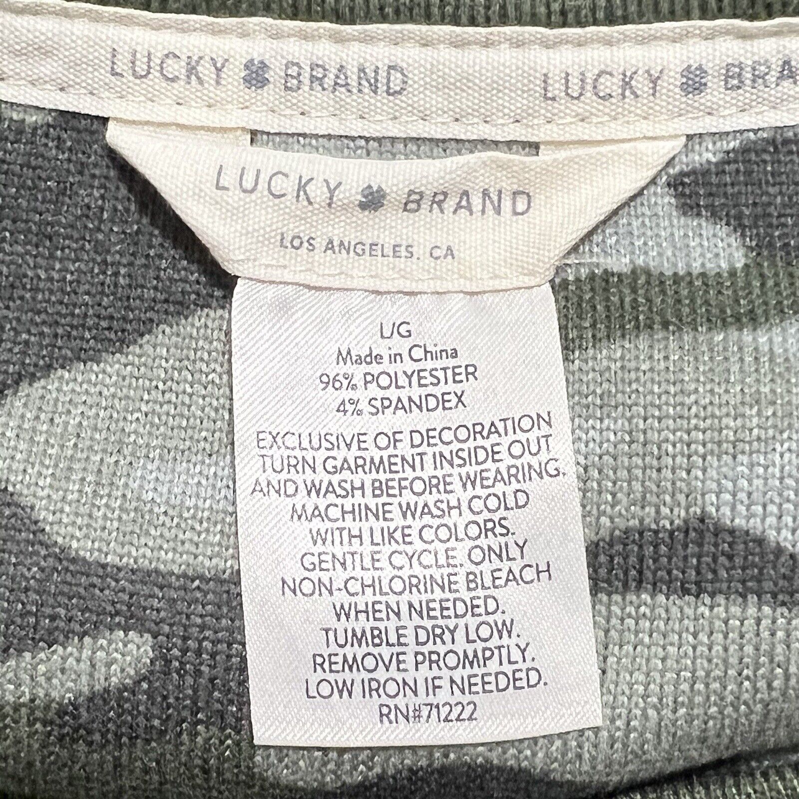 Lucky Brand Lucky Brand Super Soft Camo Green T Shirt Top Size L / US 10 / IT 46 - 3 Thumbnail