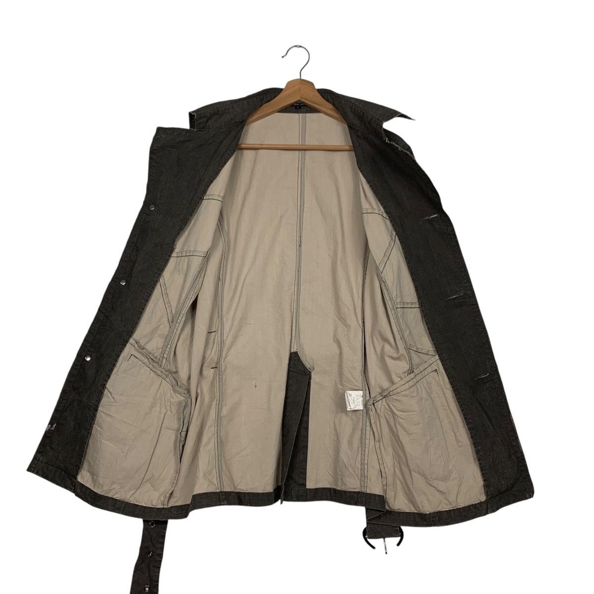 In The Attic IN THE ATTIC Cotton Crosshatch Belted Coat Jacket #2784-C126 Size L / US 10 / IT 46 - 11 Thumbnail